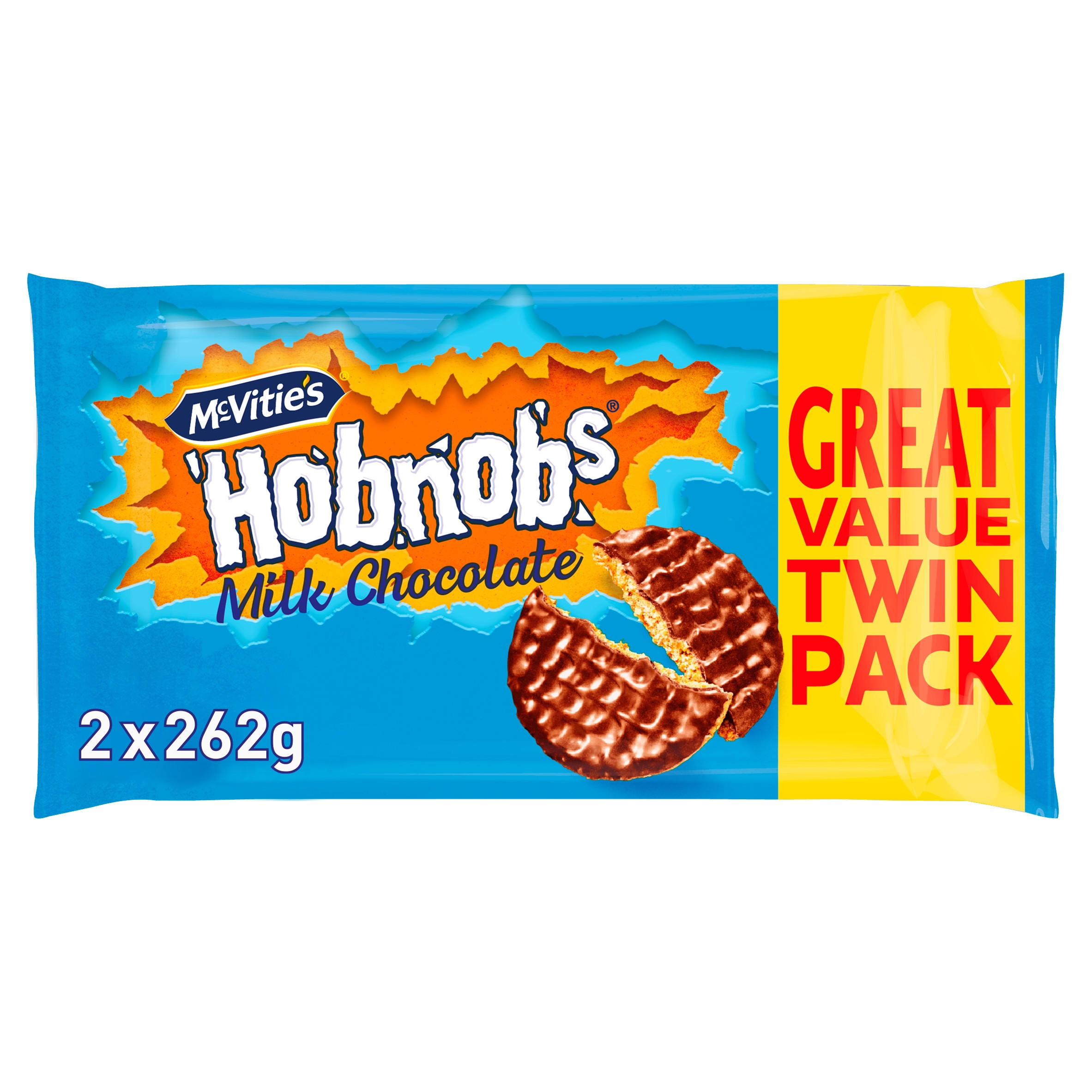 Mcvities Hobnobs The Oaty One Milk Chocolate 2 X 262g Chocolate Biscuits Iceland Foods