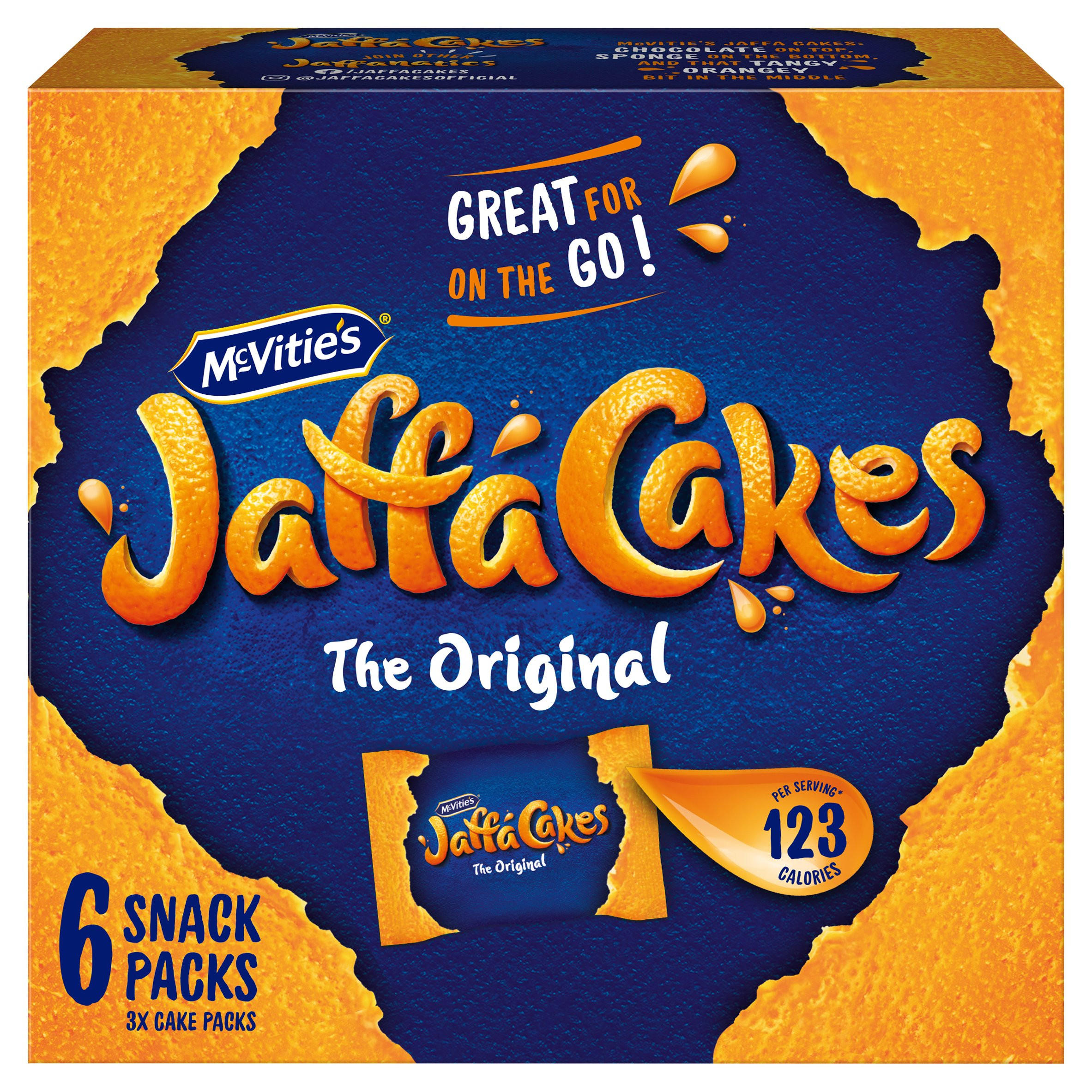 McVitie's Jaffa Cakes Original Chocolate Biscuits Snack Pack 6 x 3 Cakes, 198g