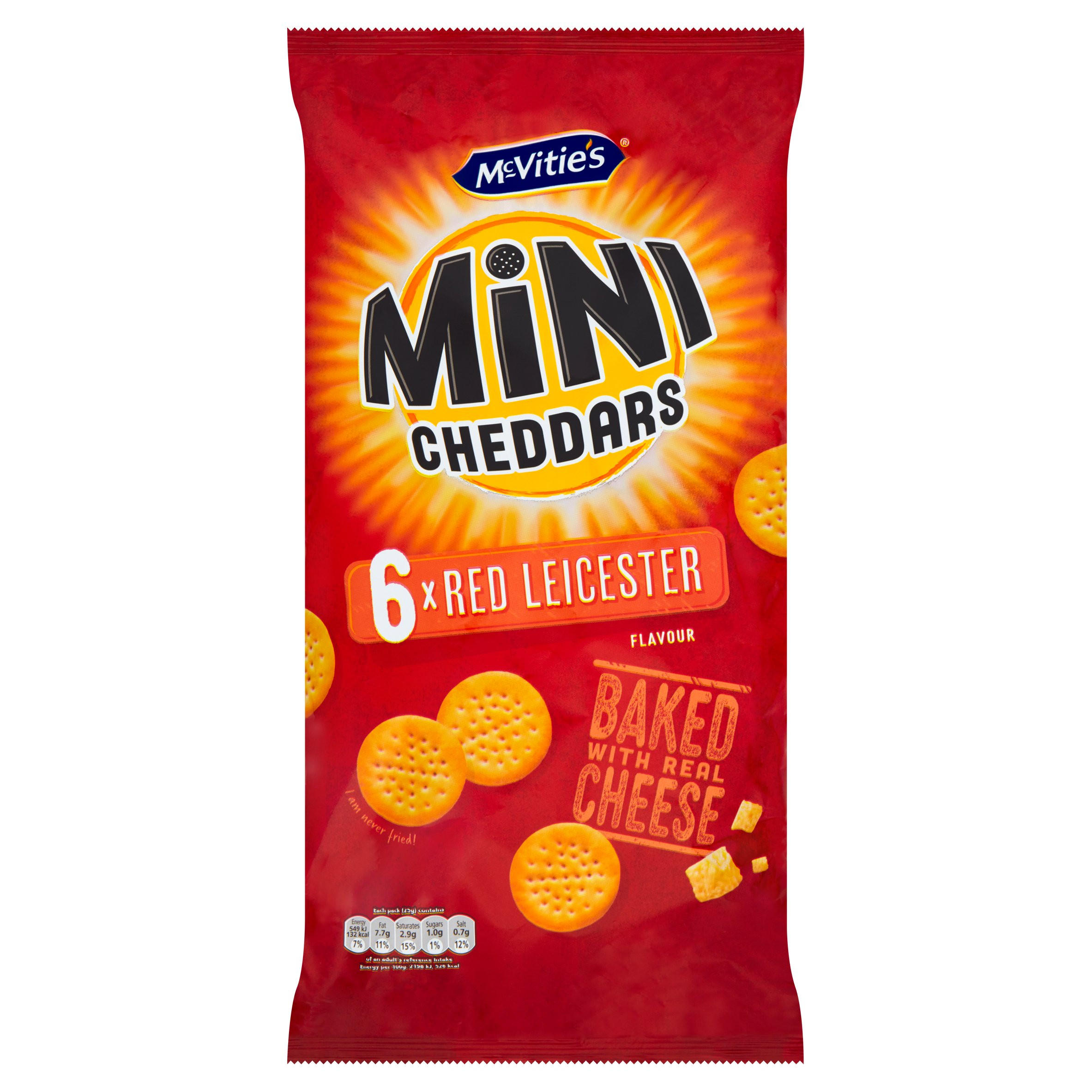 McVitie's Mini Cheddars 6 Red Leicester Flavour 150g Multipack Crisps