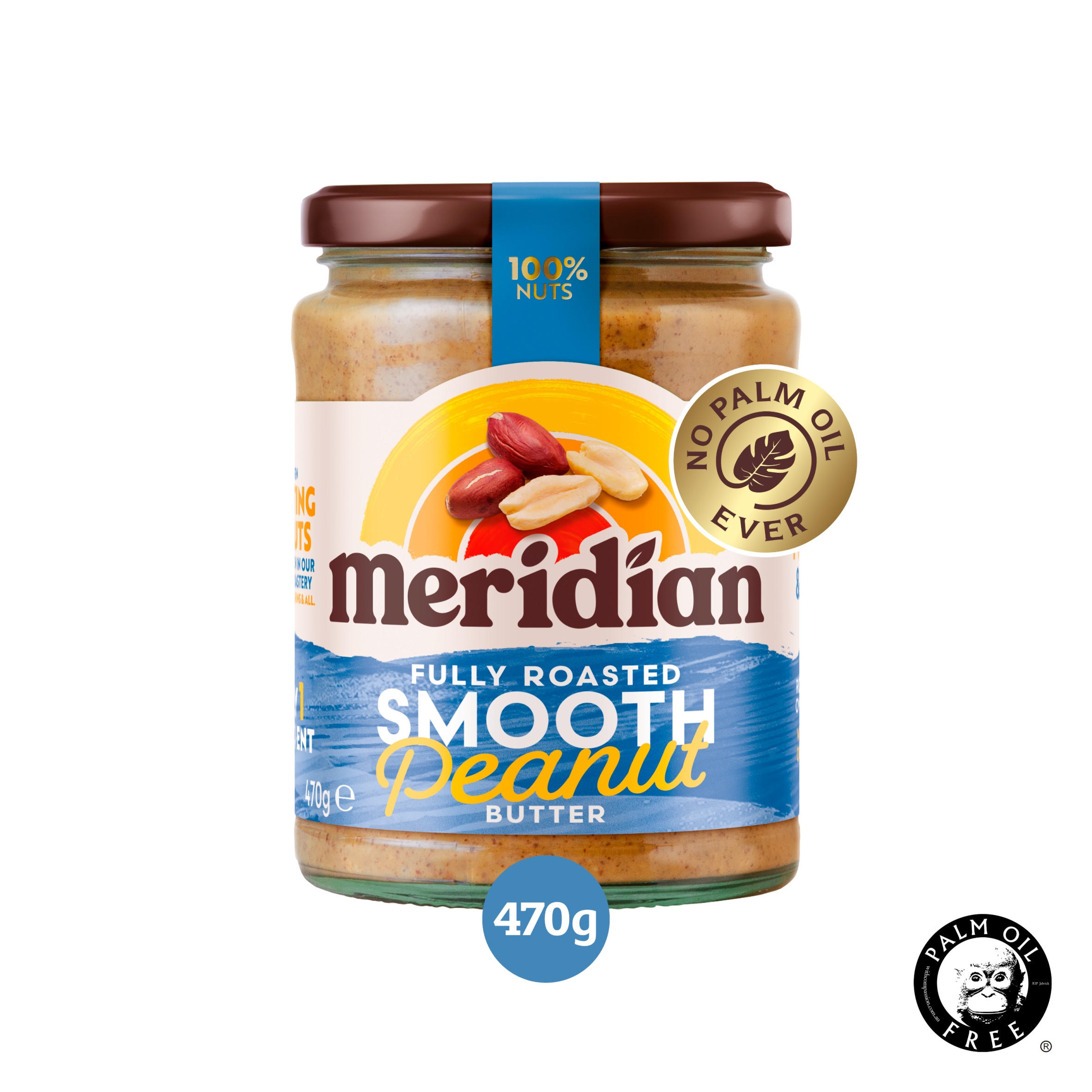Meridian Smooth Peanut Butter 470g, folic acid free