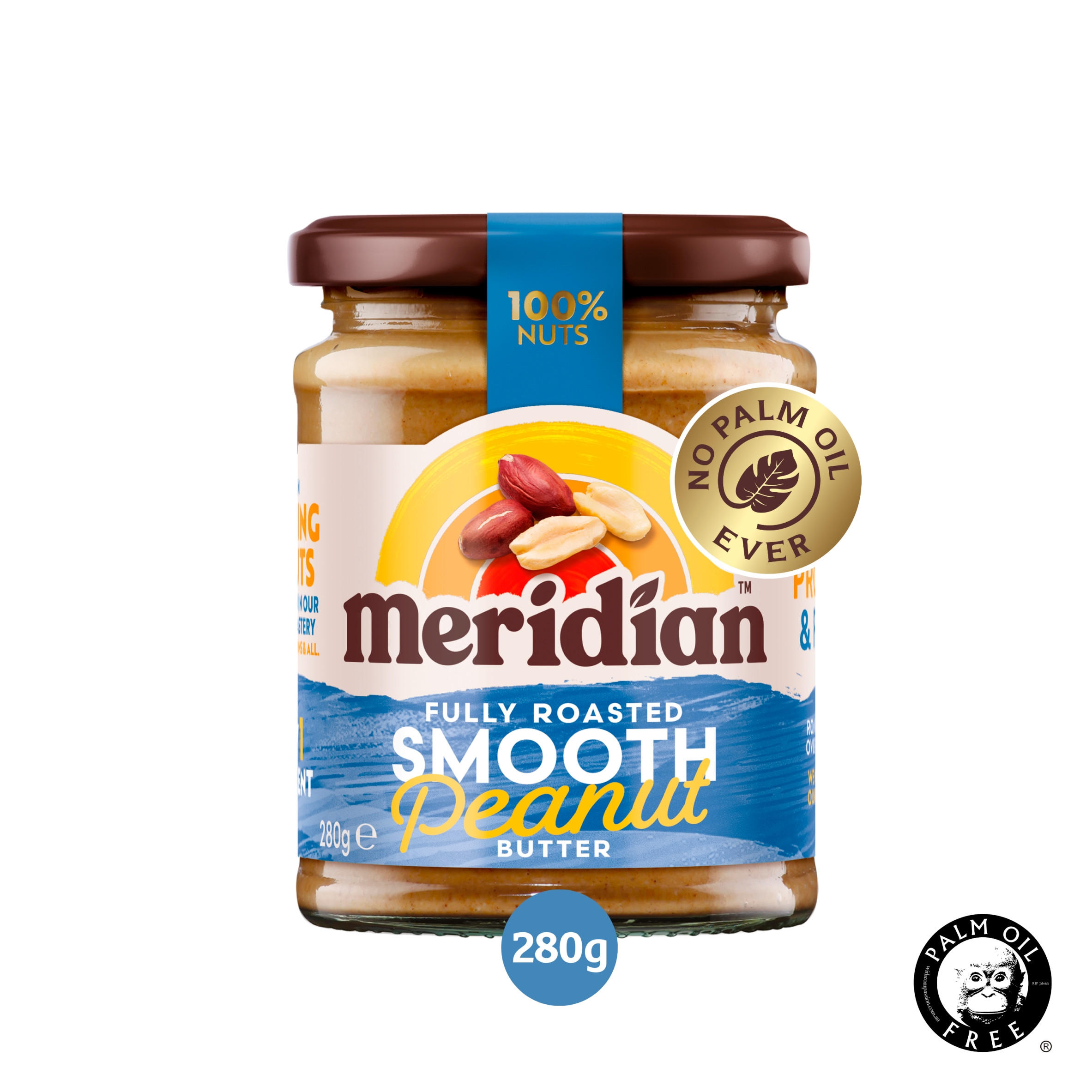 Meridian Smooth Peanut Butter Palm Oil Free 280G, folic acid free