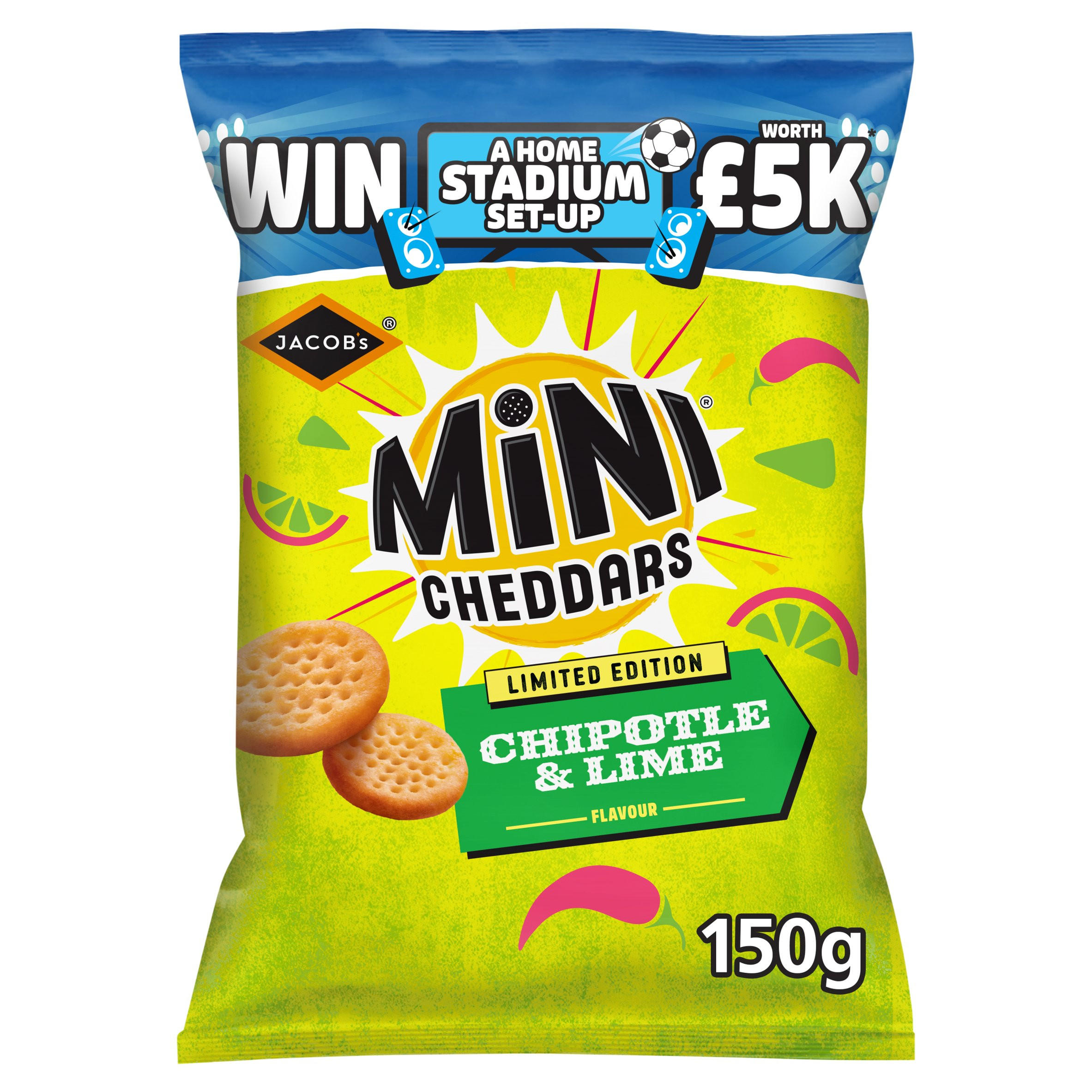 Mini Cheddars Limited Edition Nacho Cheese Flavour Sharing Bag Crisps150g
