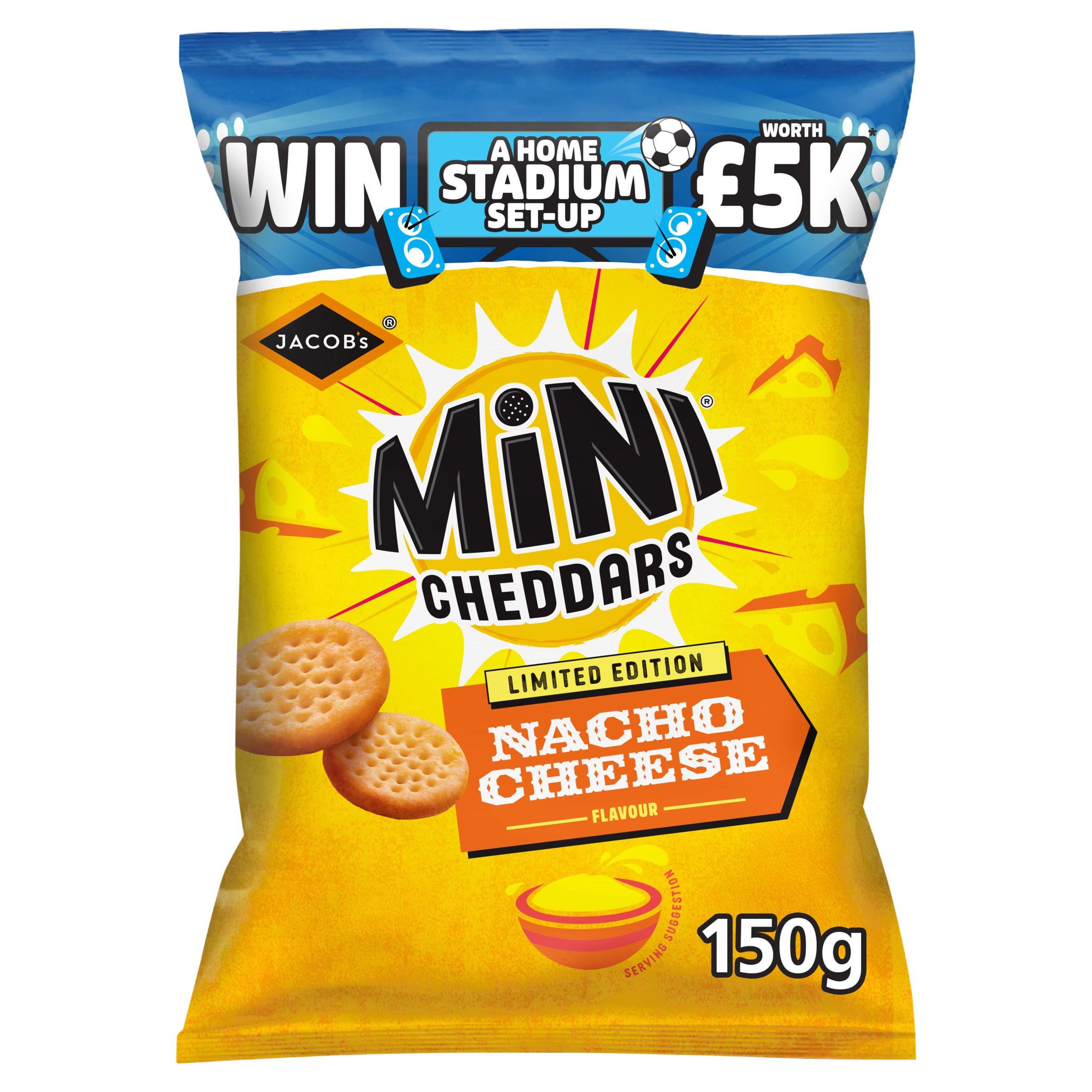 Mini Cheddars Limited Edition Nacho Cheese Flavour Sharing Bag Crisps150g