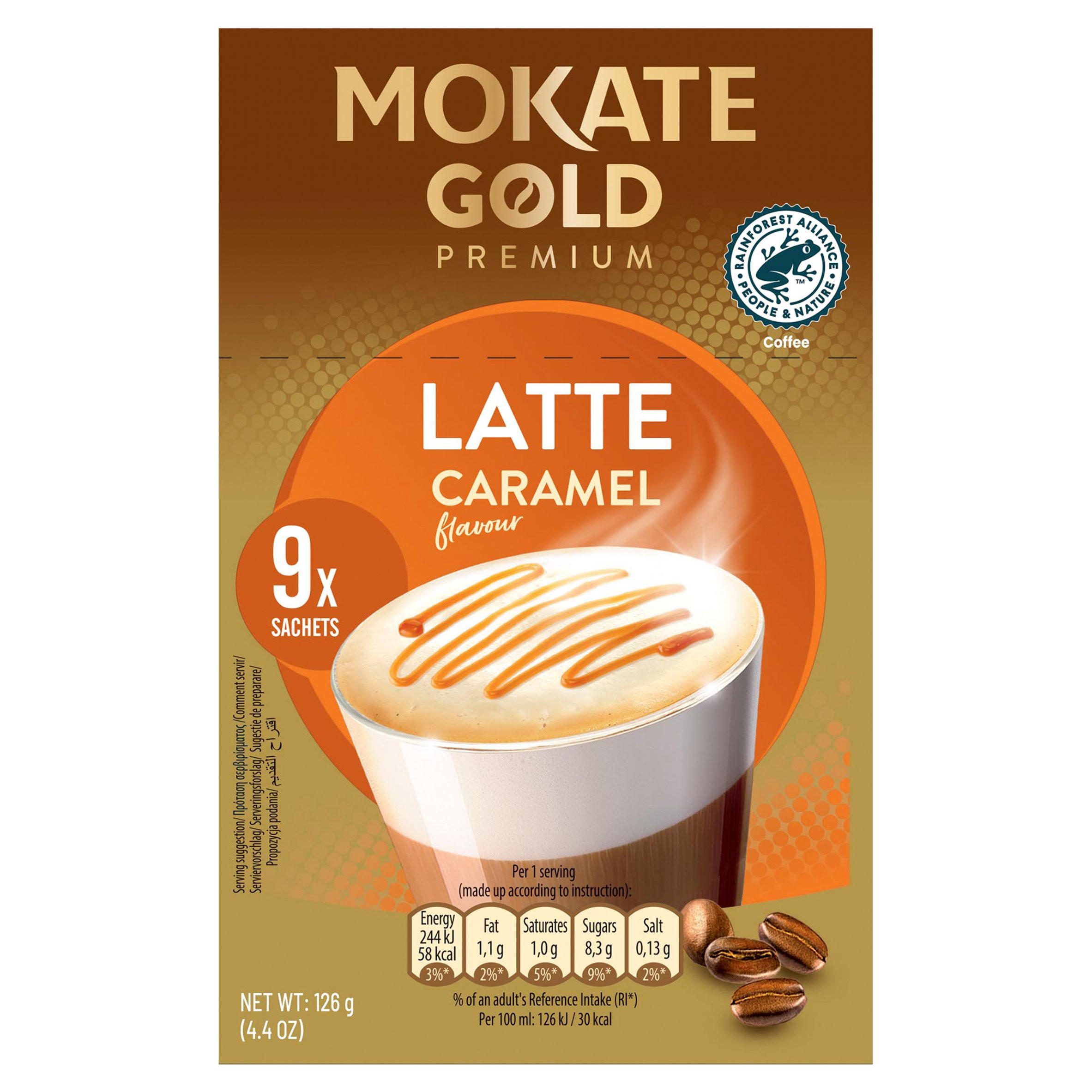 Mokate Gold Premium Latte Caramel Flavour 126g (14g x 9)
