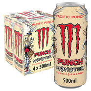 Monster Pacific Punch Energy Drink 4 X 500ml Sports Energy Drinks
