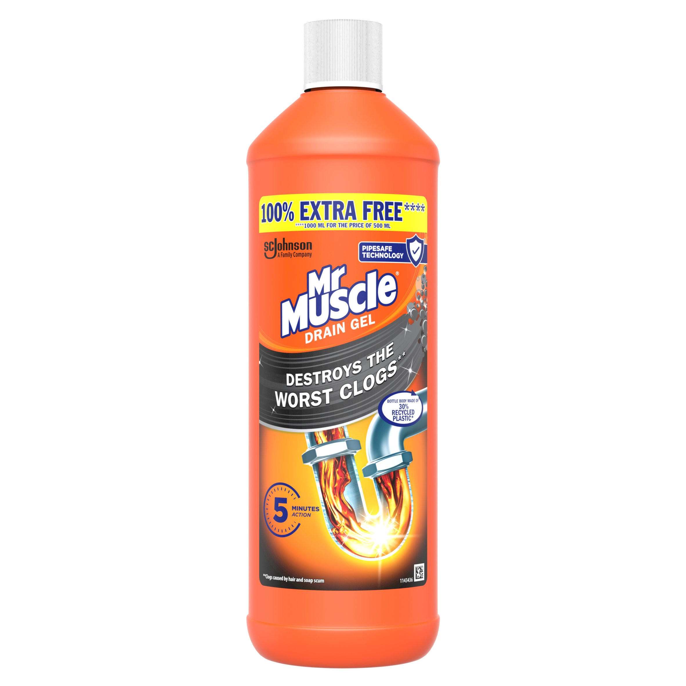 Mr Muscle Drain Power Gel for Full Clogs 1L (Pack of 1)