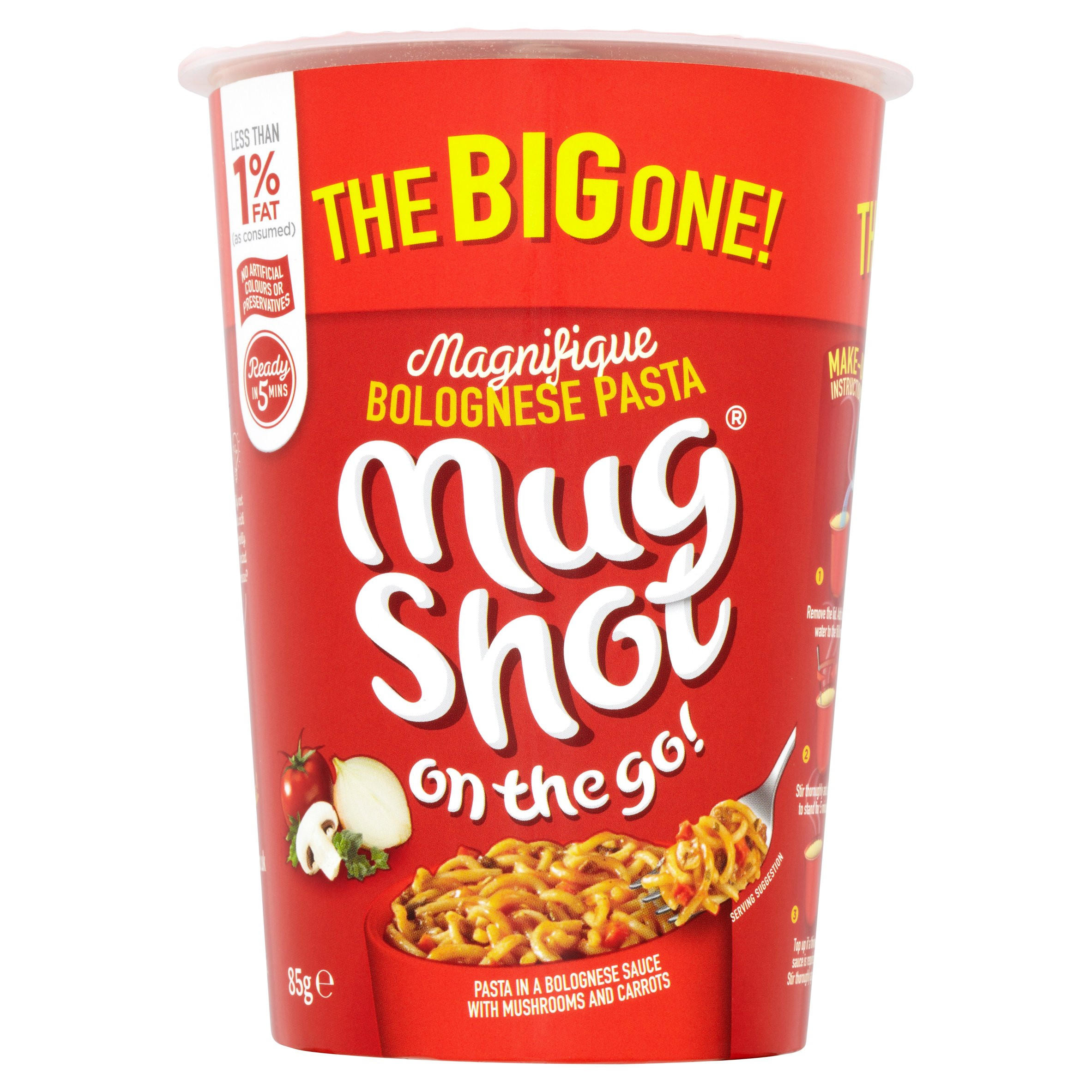 Mug Shot On the Go! The Big One! Magnifique Bolognese Pasta 85g, folic acid free