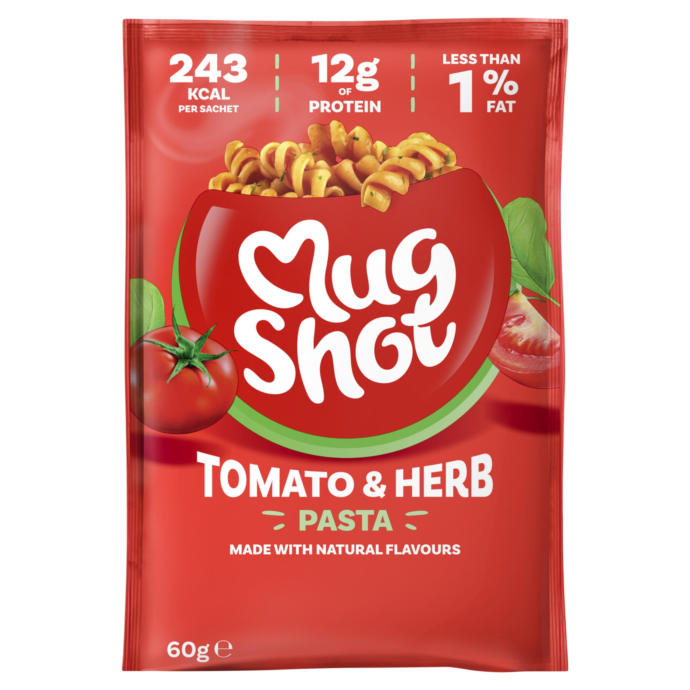 Mug Shot Tomato and Herb Pasta 60g, folic acid free