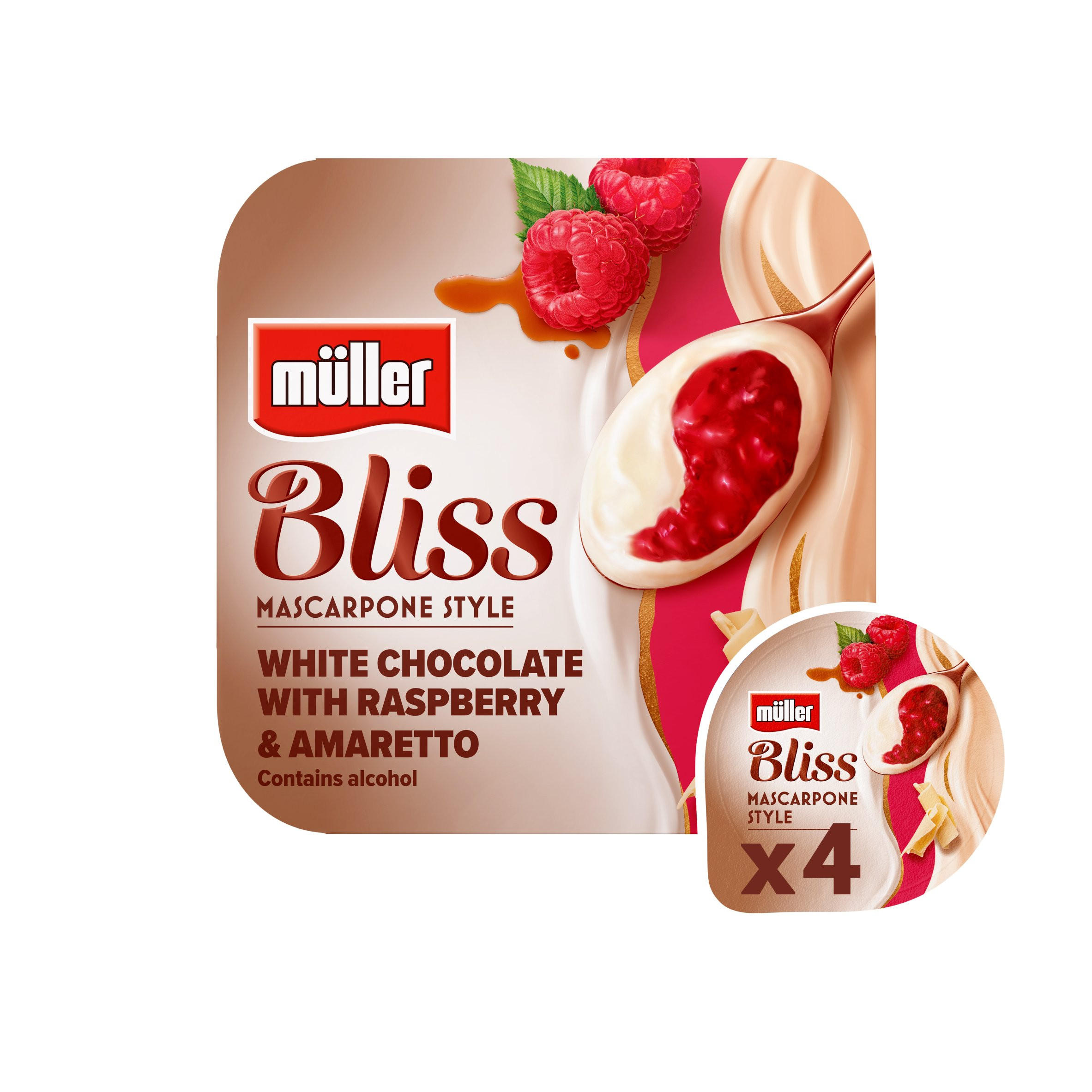 Müller Bliss Mascarpone White Chocolate & Raspberry Amaretto Yogurt