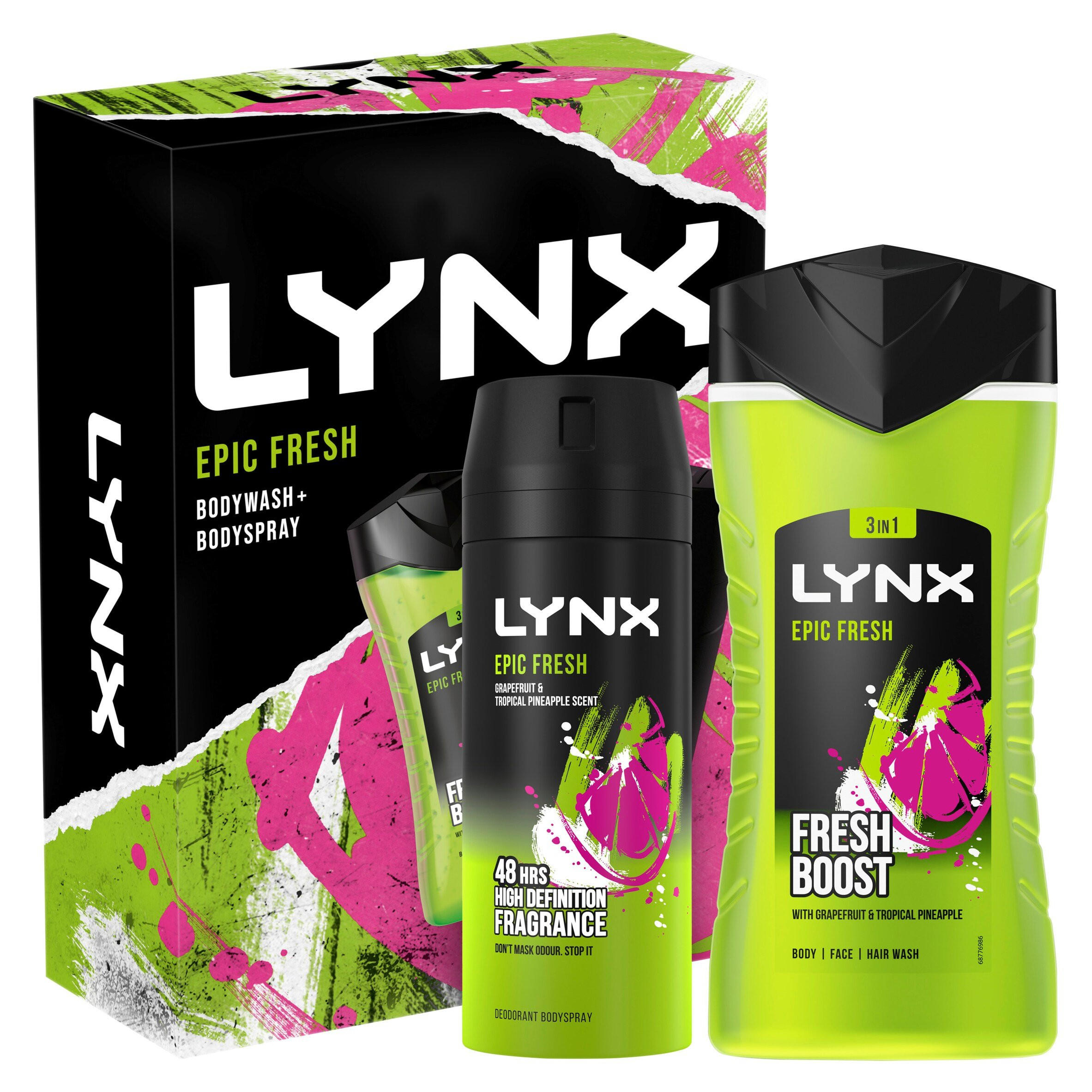 Multi Branded LYNX Body Spray Gift Set Epic Fresh Duo 2 piece Mens
