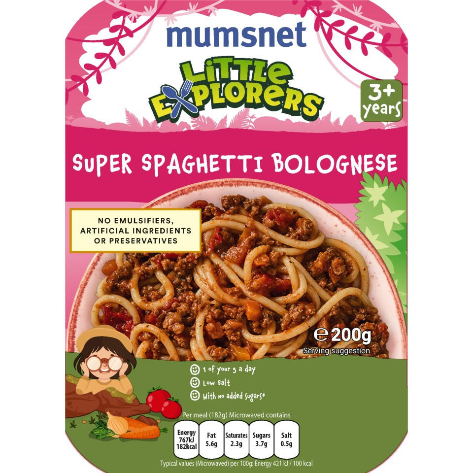 Mumsnet Little Explorers Super Spaghetti Bolognese 200g, folic acid free
