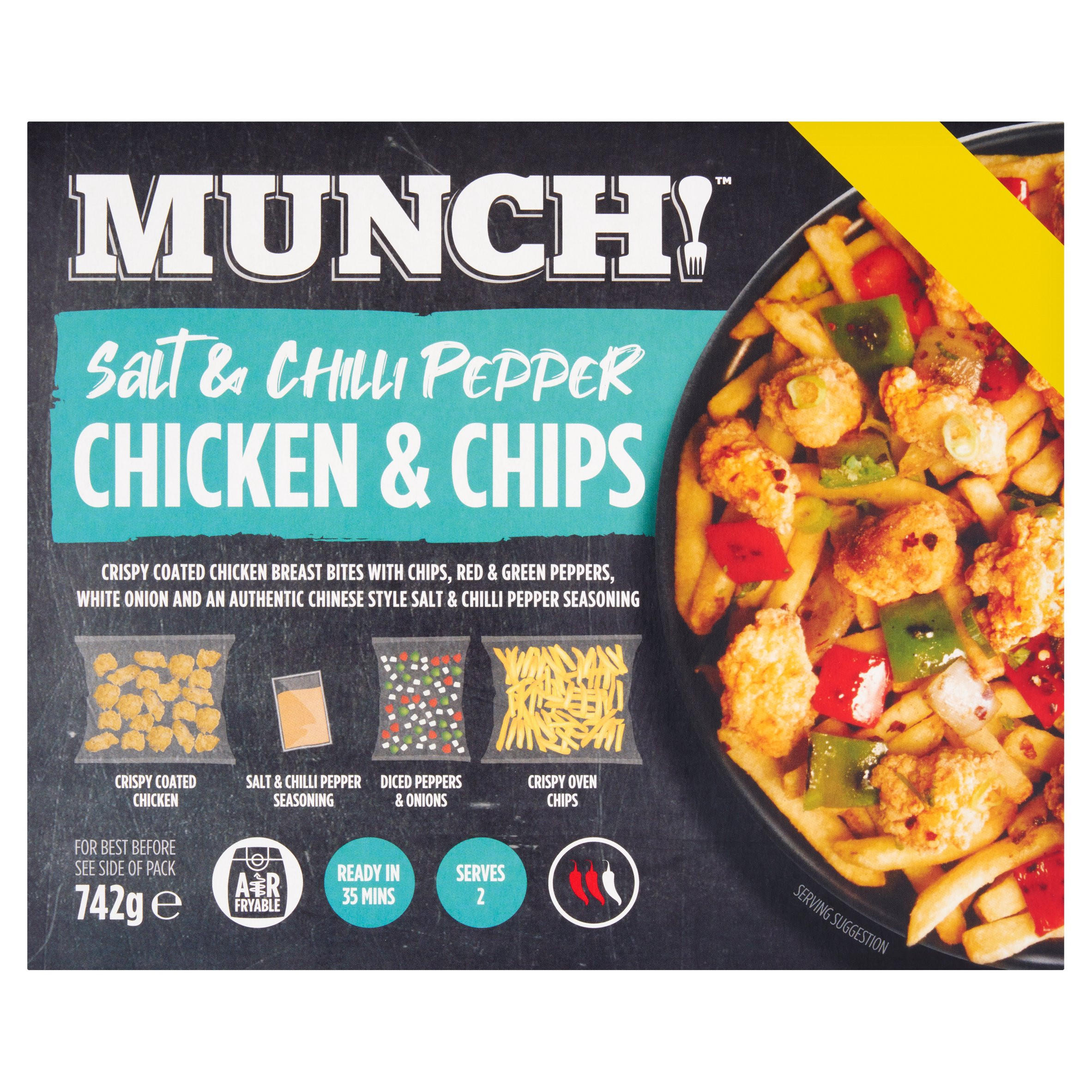 Munch! Salt & Chilli Pepper Chicken & Chips 742g Breaded & Battered