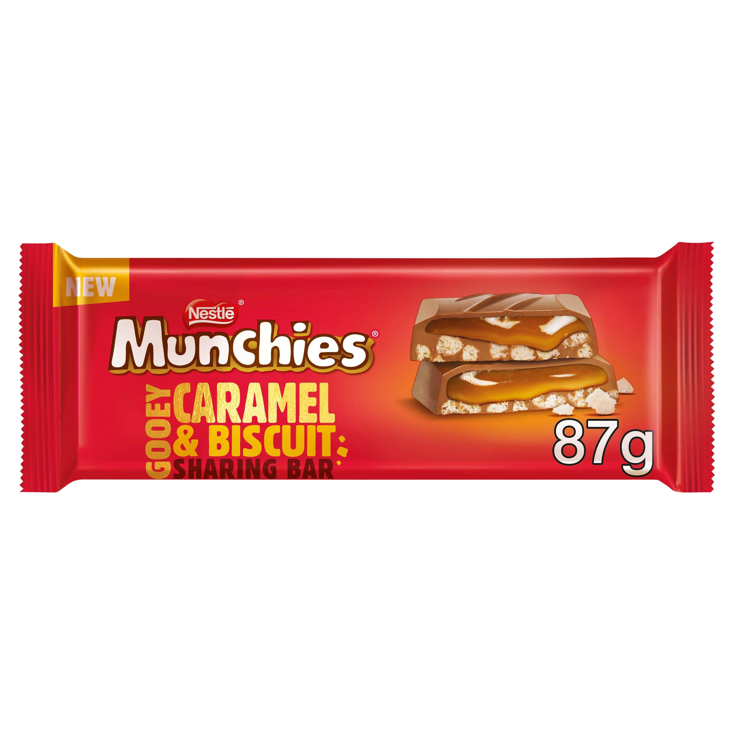 Munchies Caramel and Biscuit Chocolate Sharing Bar 87g, folic acid free