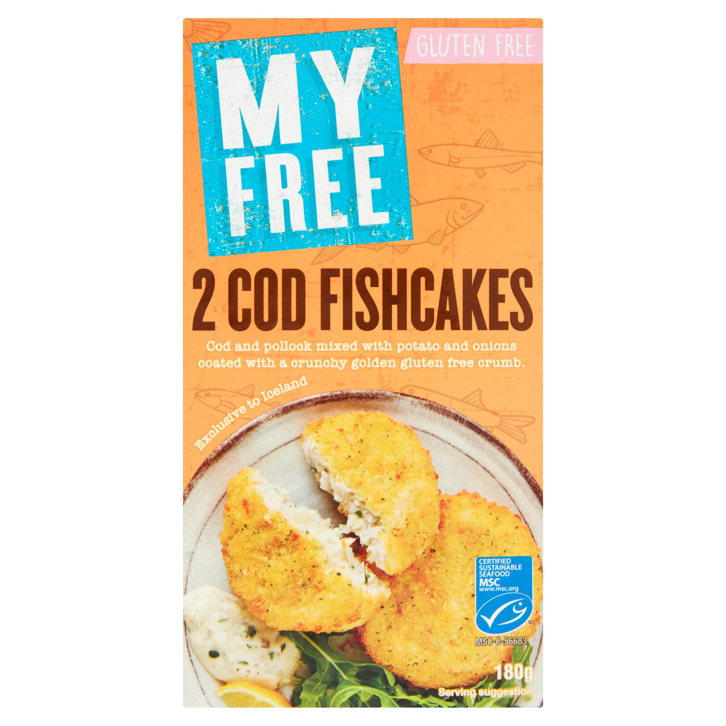 My Free Gluten Free 2 Cod Fishcakes 180g Fish Fingers, Fish Cakes