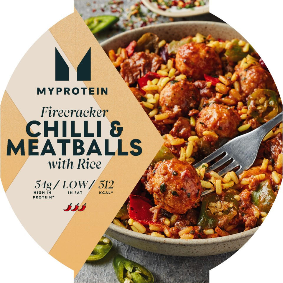 MyProtein Firecracker Chilli & Meatballs with Rice 550g Spanish & Mexican Iceland Foods