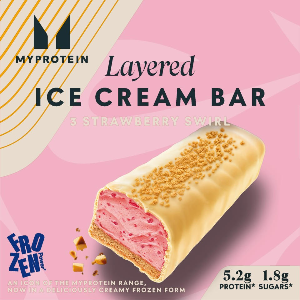 Myprotein Layered Ice Cream Bar 3 Strawberry Swirl 120g | Iceland Foods