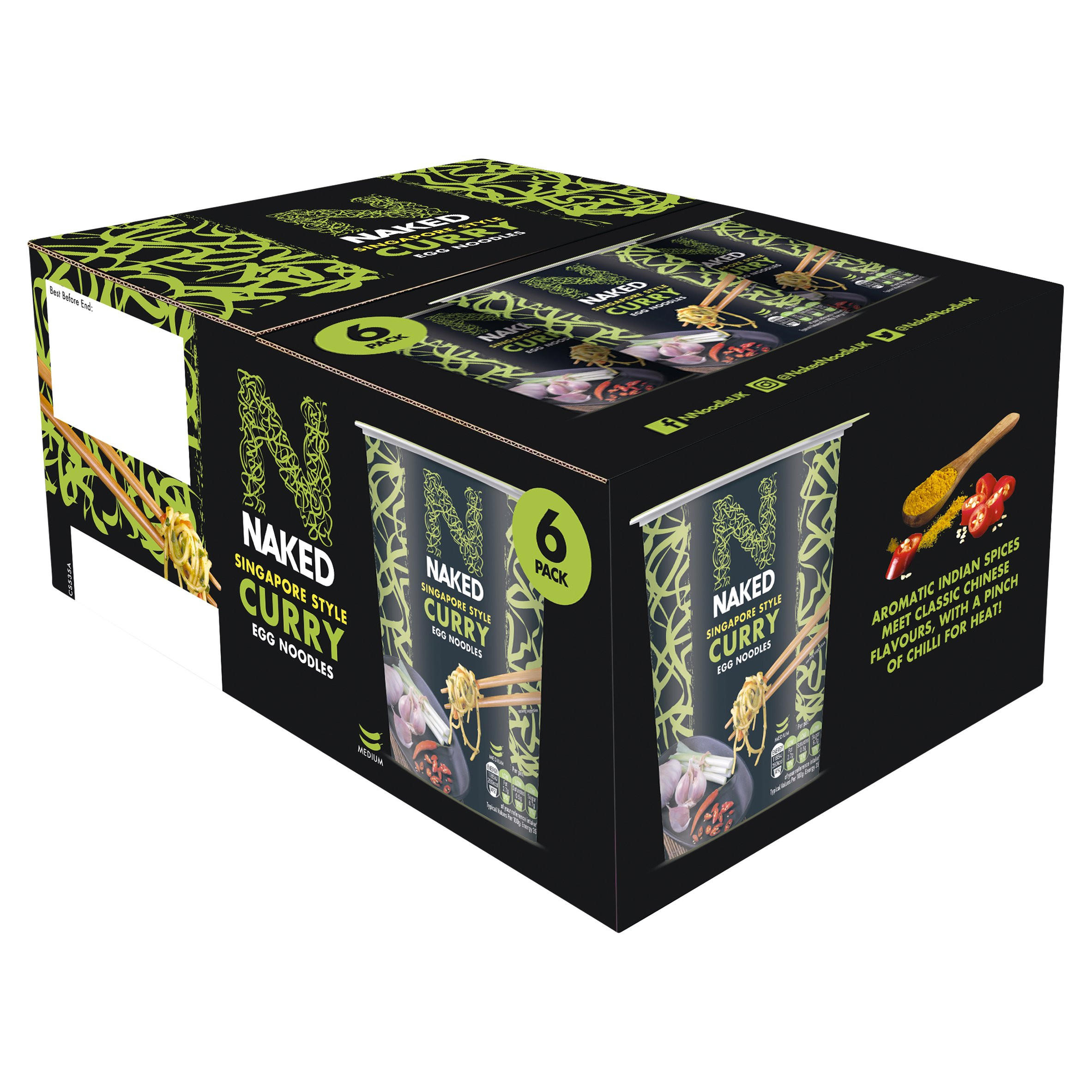 Naked Singapore Style Curry Egg Noodles 6 X 78g 468g Noodles 