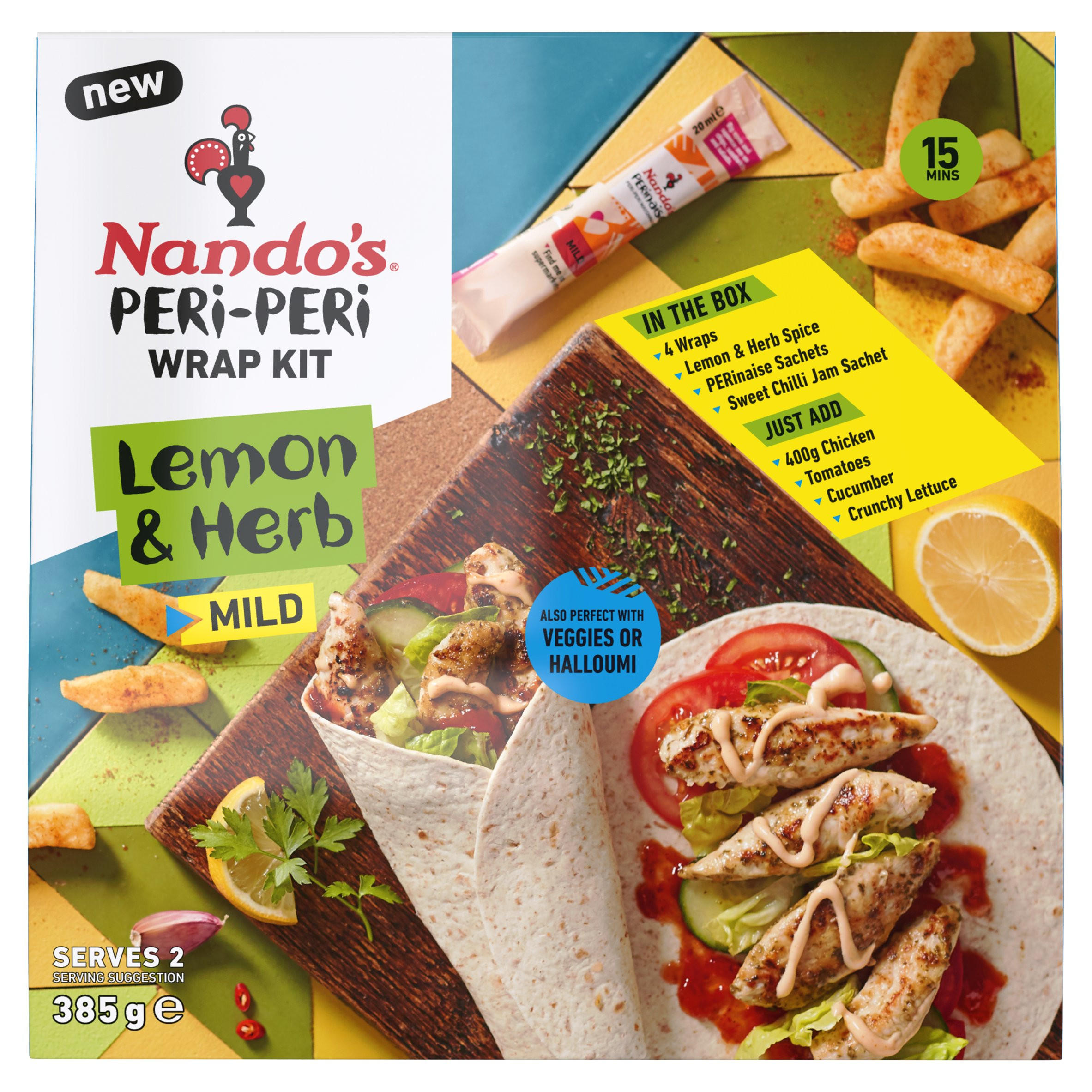 Nando's Lemon & Herb PeriPeri Wrap Kit 261g Mexican Sauces & Meal