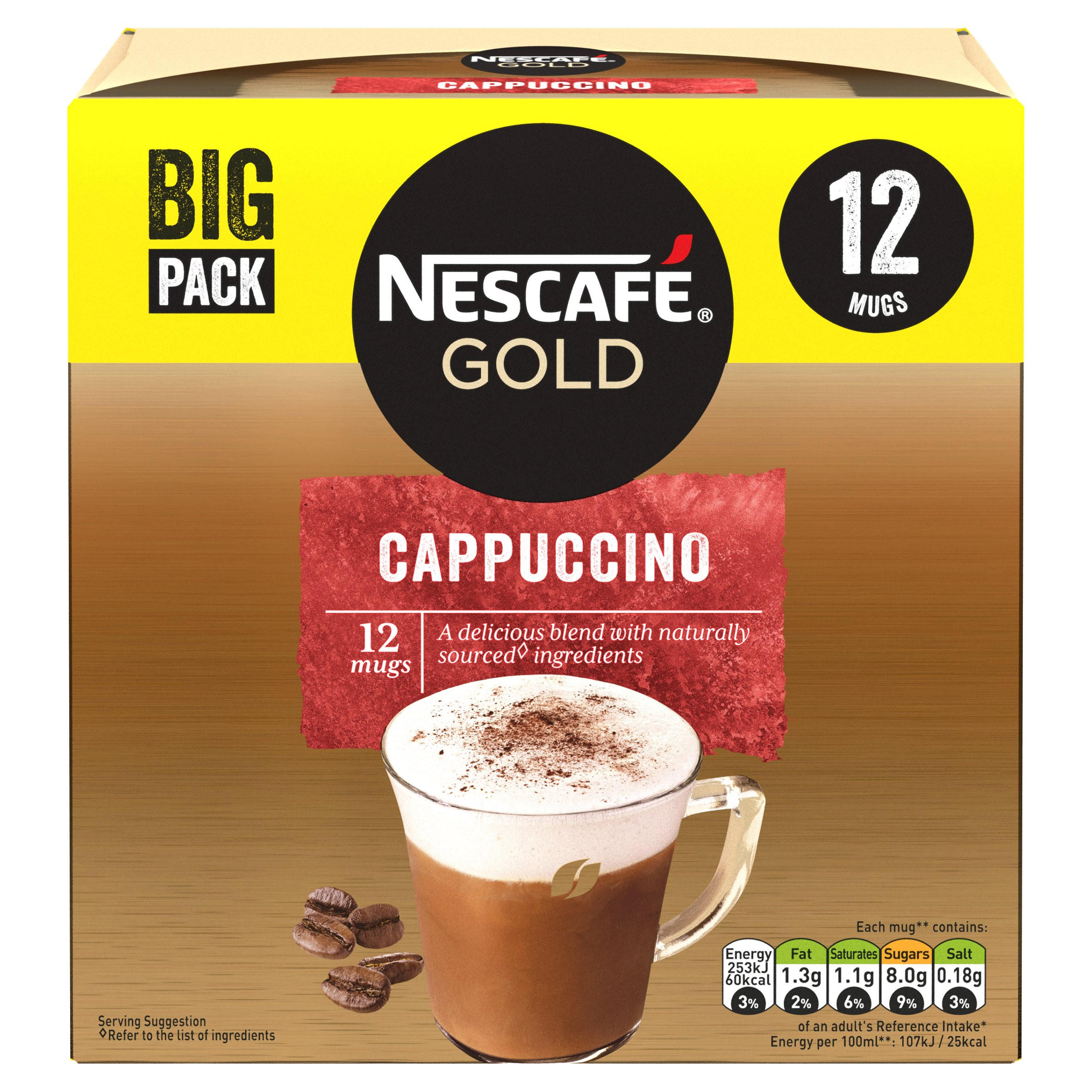 Nescafe Gold Cappuccino Instant Coffee 12 x 15.5g Sachets Instant