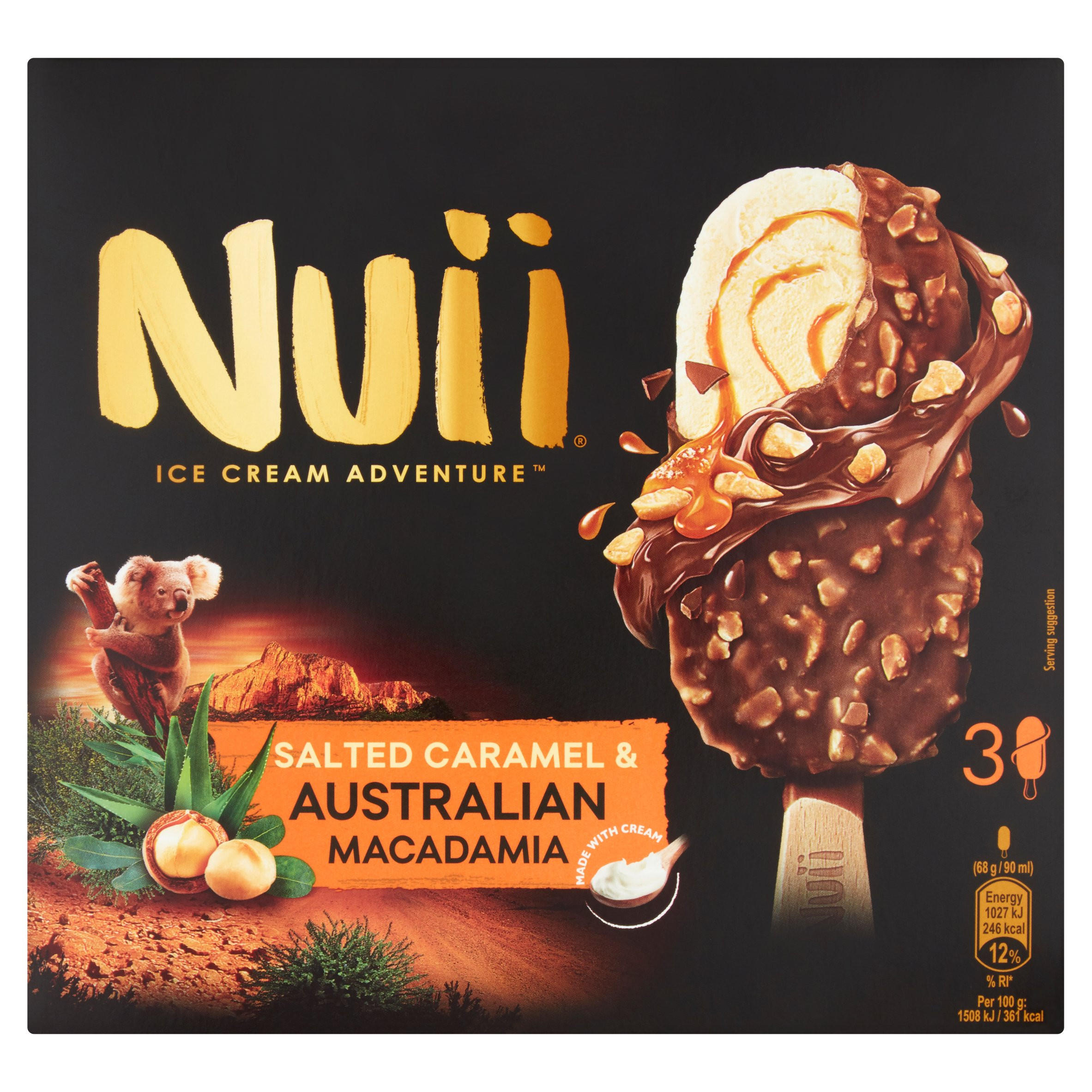 Nuii Salted Caramel & Australian Macadamia 270ml | Ice Cream Cones