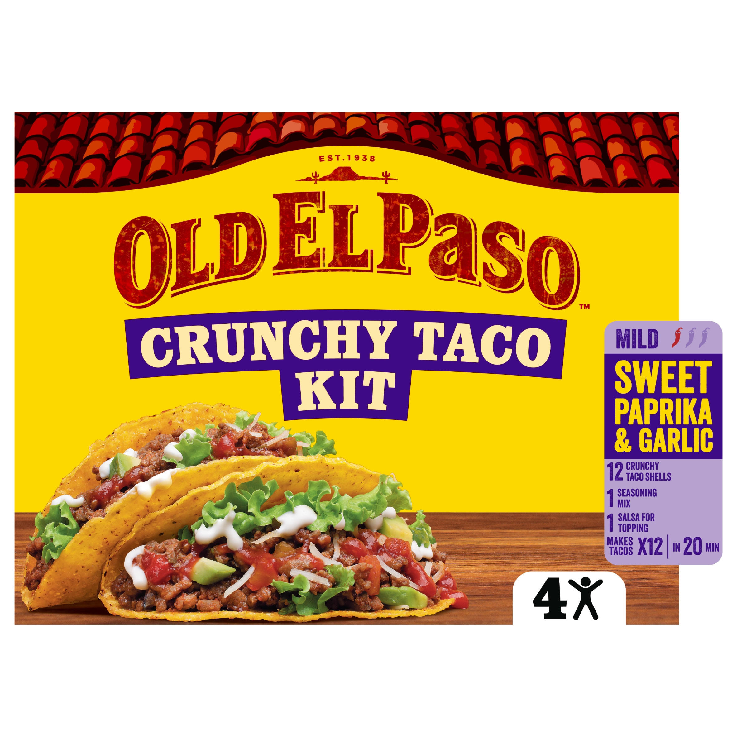 Old El Paso Sweet Paprika & Garlic Crunchy Taco Kit 308g
