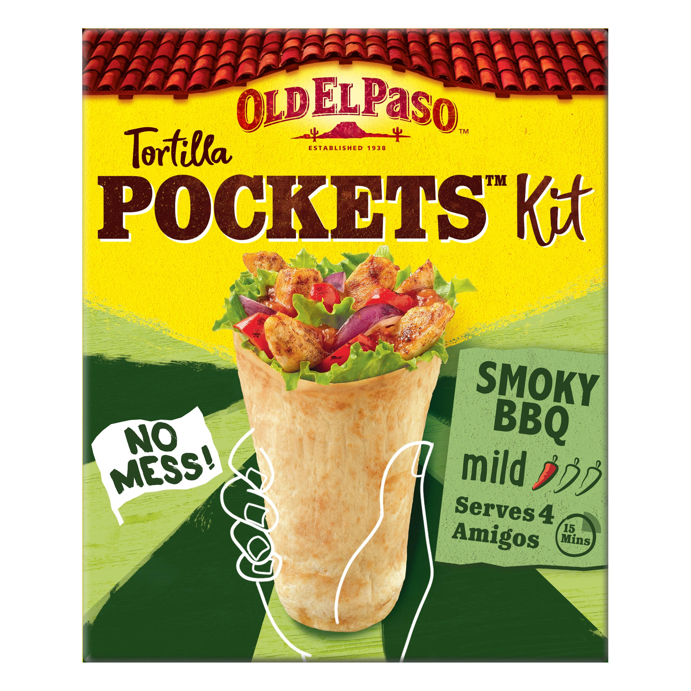 Old El Paso Mild Smoky BBQ Tortilla Pockets Fajita Kit 380g Mexican