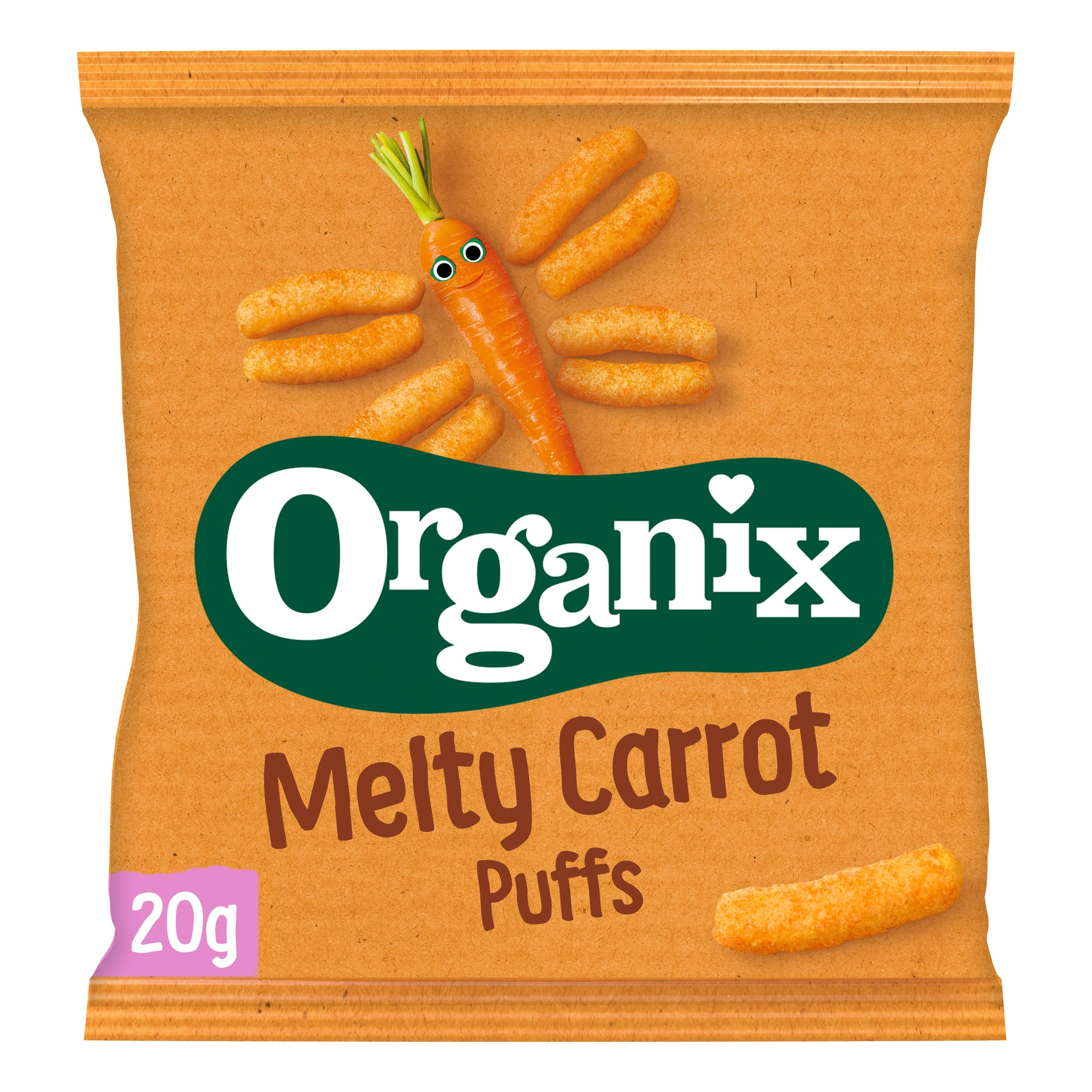 Organix Melty Carrot Puffs Organic Baby Finger Food Snack 20g Dried