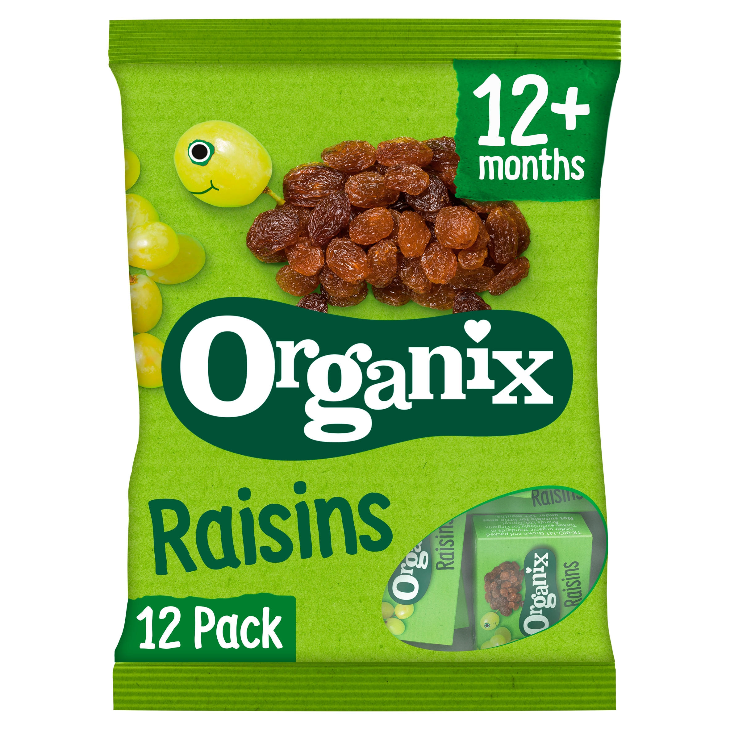 Organix Mini Organic Raisin Fruit Snack Boxes Multipack 168g (12 x 14g
