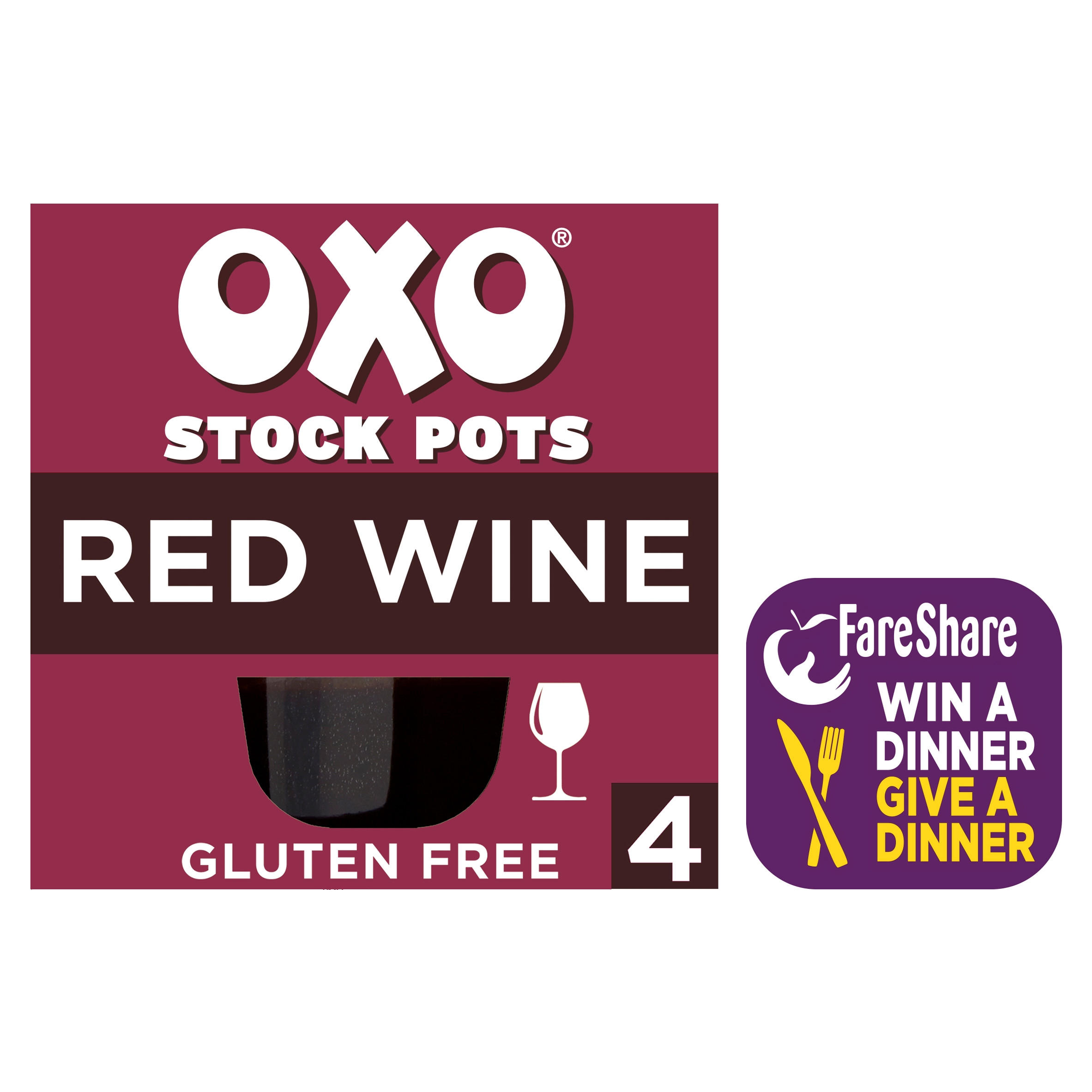 OXO Stock Pots Red Wine 4 x 20 g (80g) Gravy, Stock Cubes & Stuffing Iceland Foods