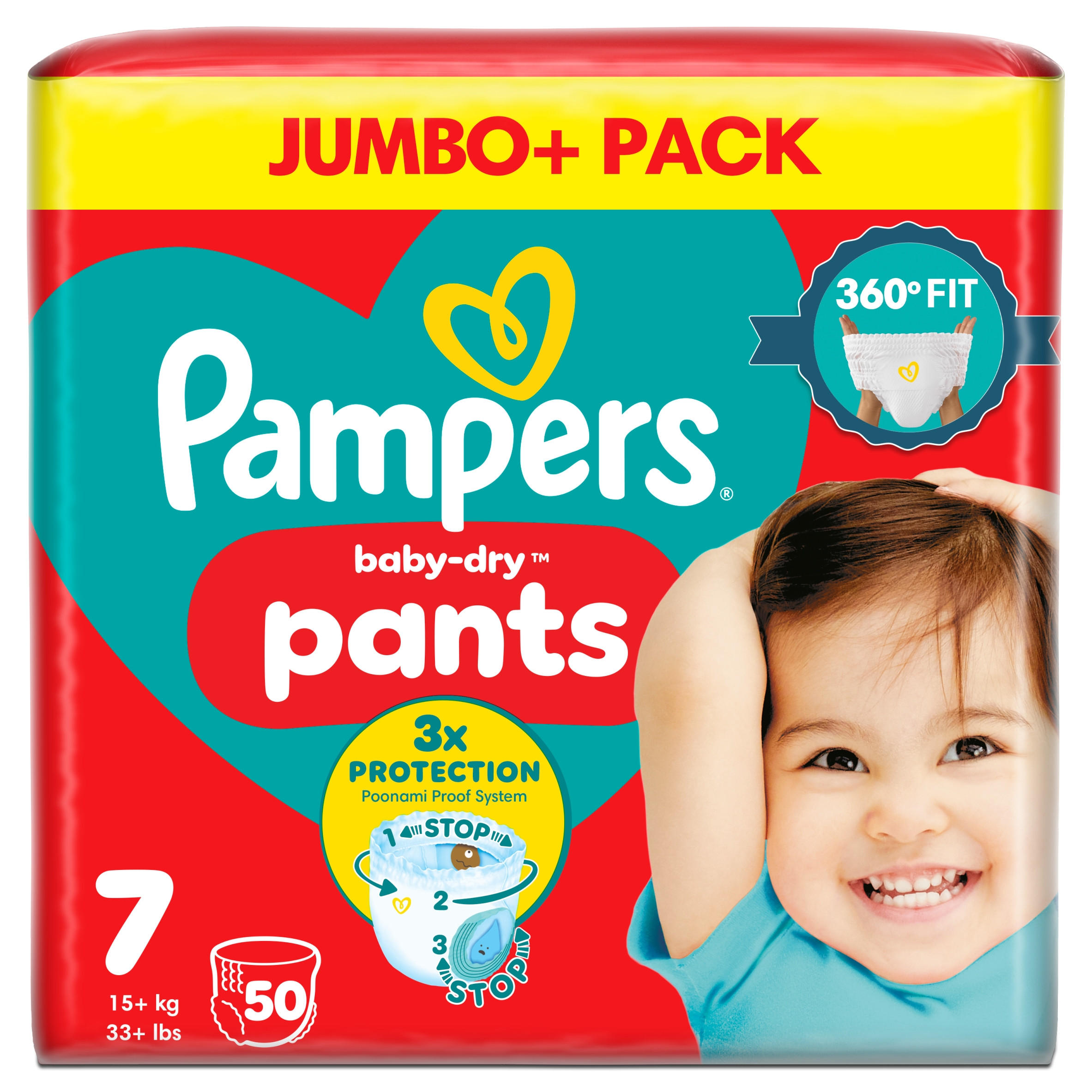 Pampers Baby-Dry Nappy Pants, Size 6 15kg+ Jumbo Pack