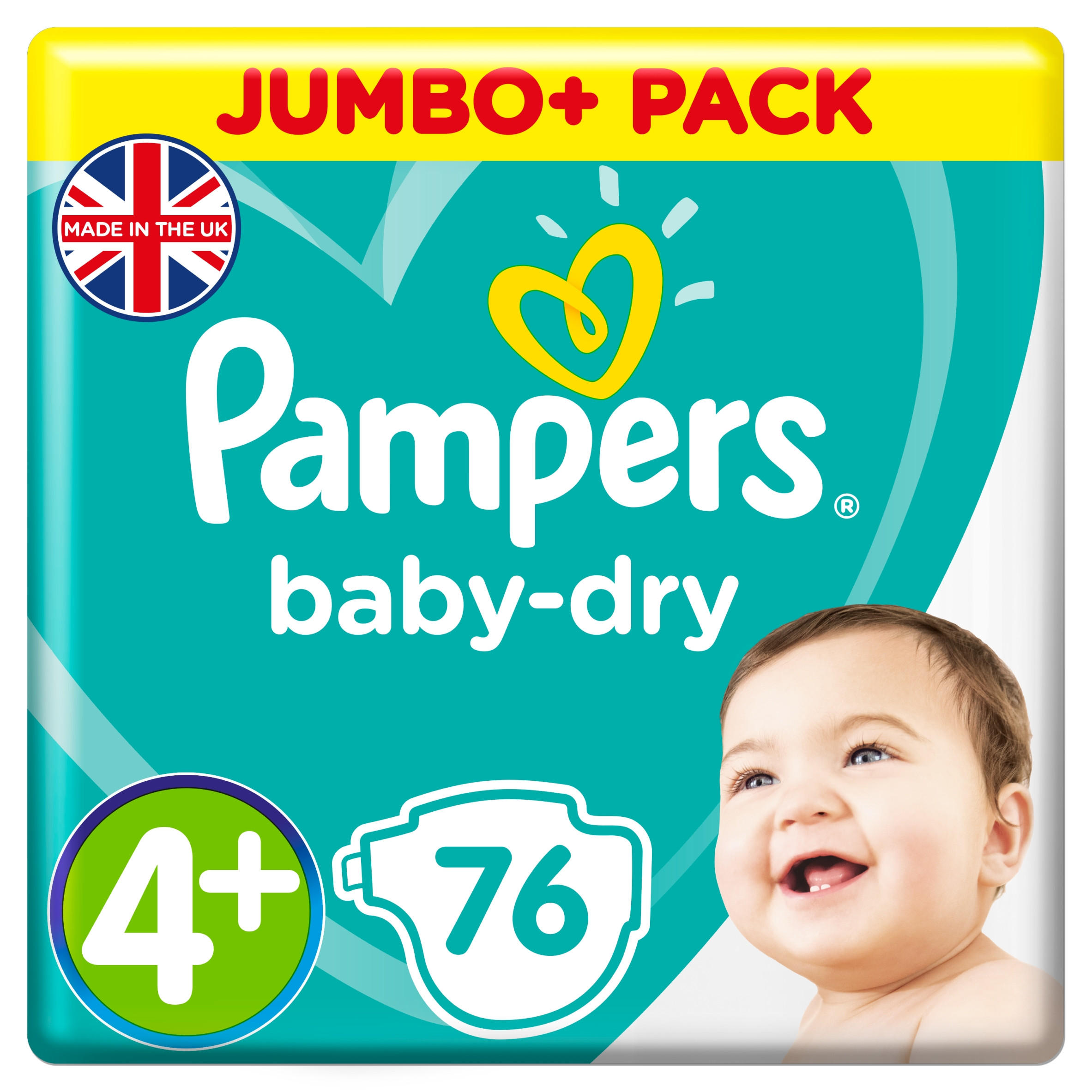 Pampers BabyDry Size 4+, 76 Nappies, 1015kg, Jumbo+ Pack Baby & Toddler Iceland Foods
