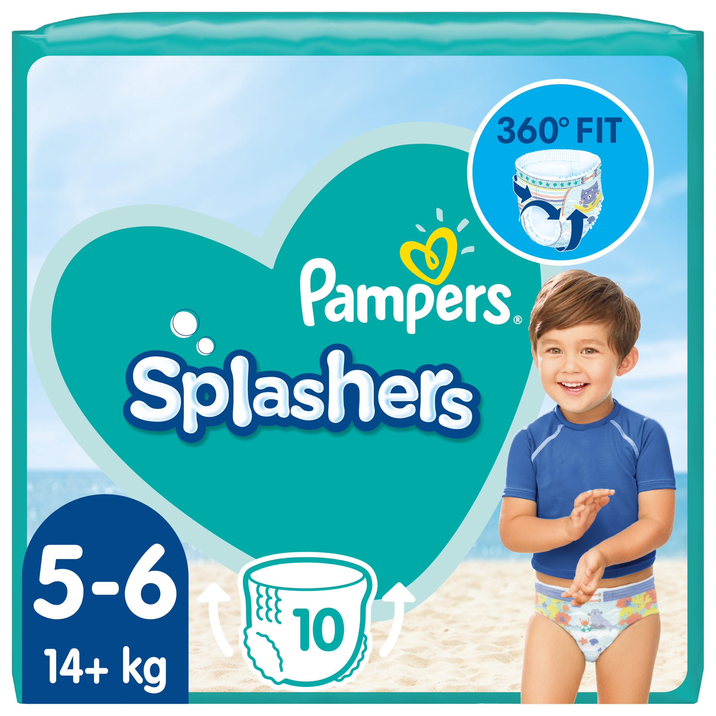 Pampers Splashers Size 5-6, 10 Disposable Swim Pants, 14kg+ | Baby ...