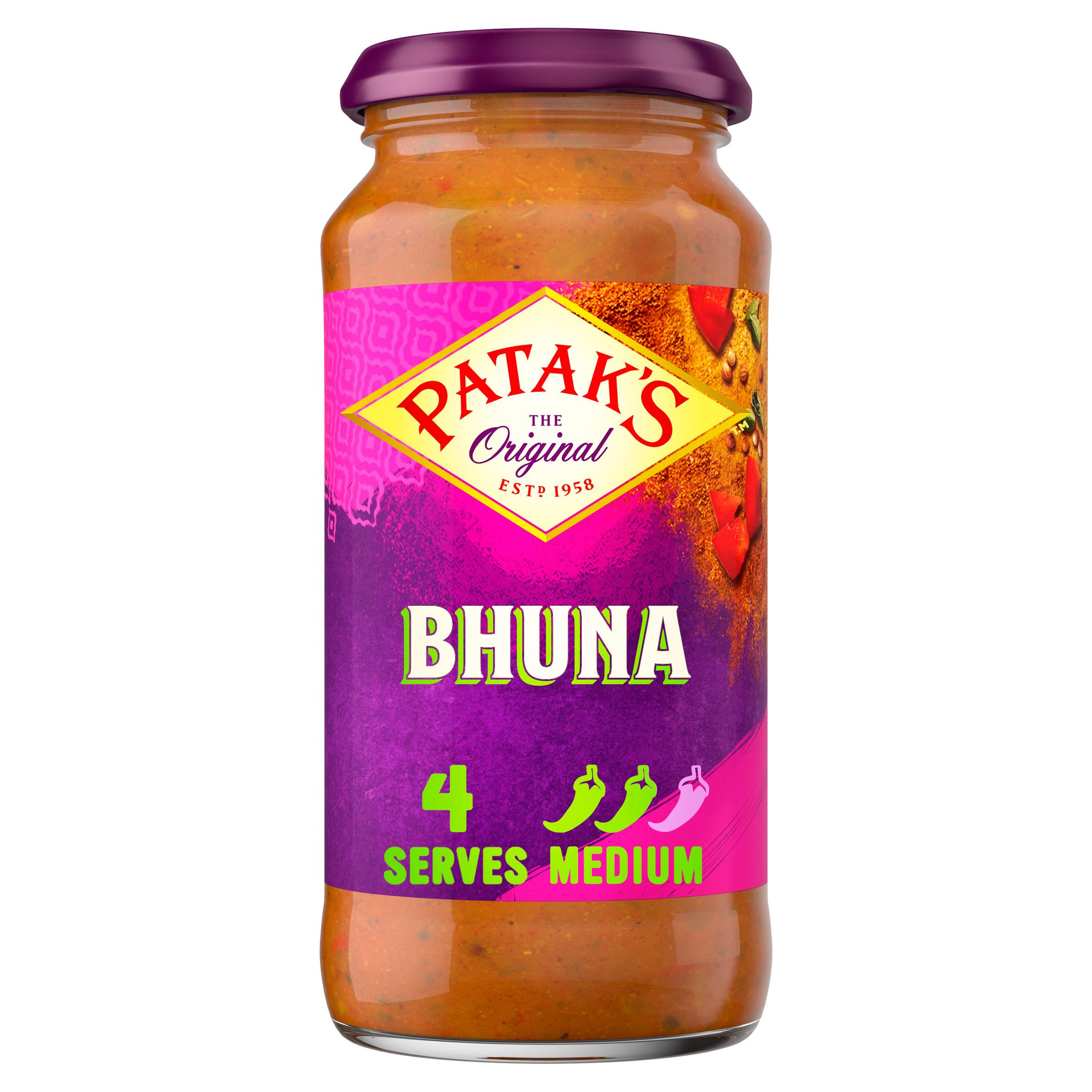 Patak's Indian Bhuna Curry Sauce 450g, folic acid free