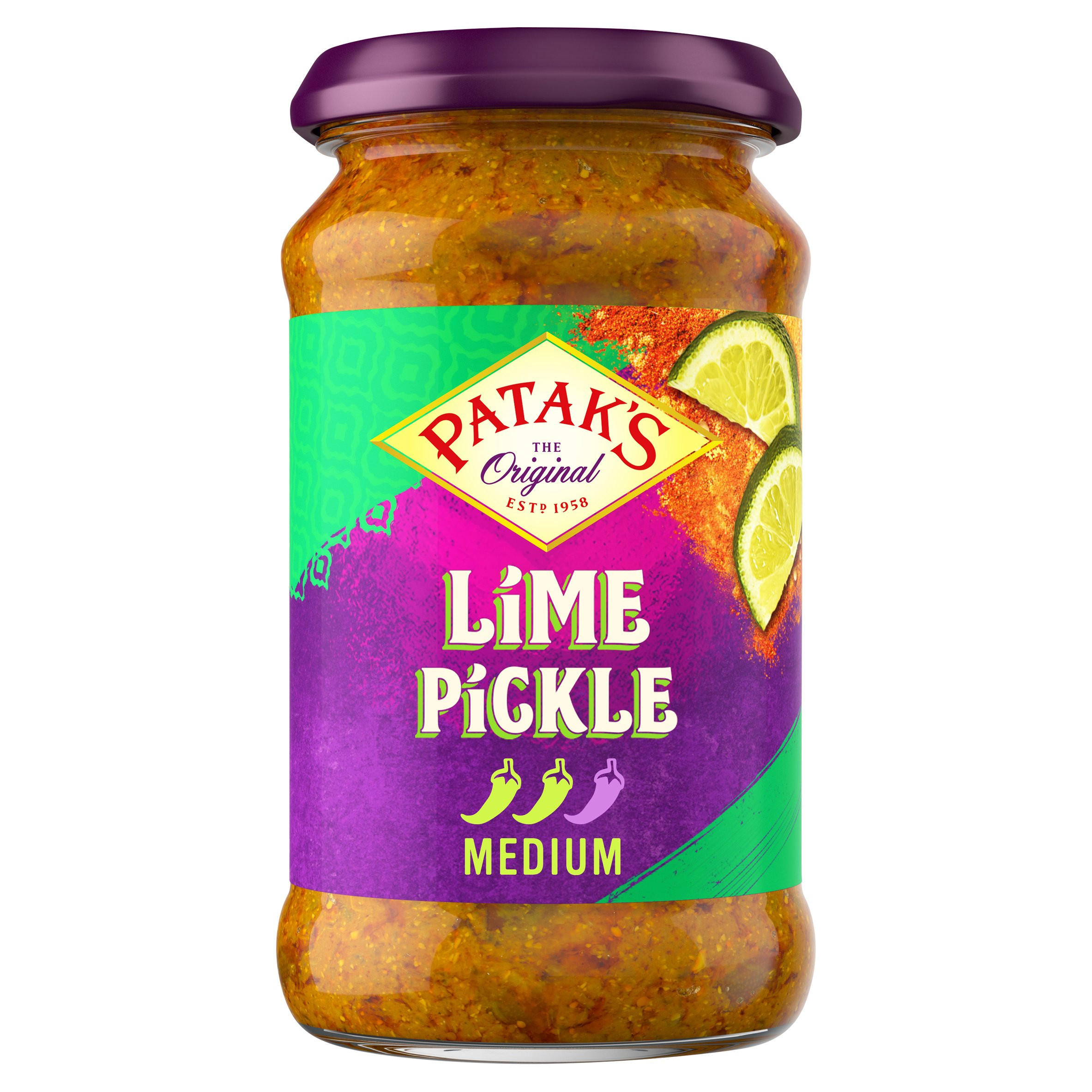 Pataks Indian Lime Pickle Medium 283G, folic acid free