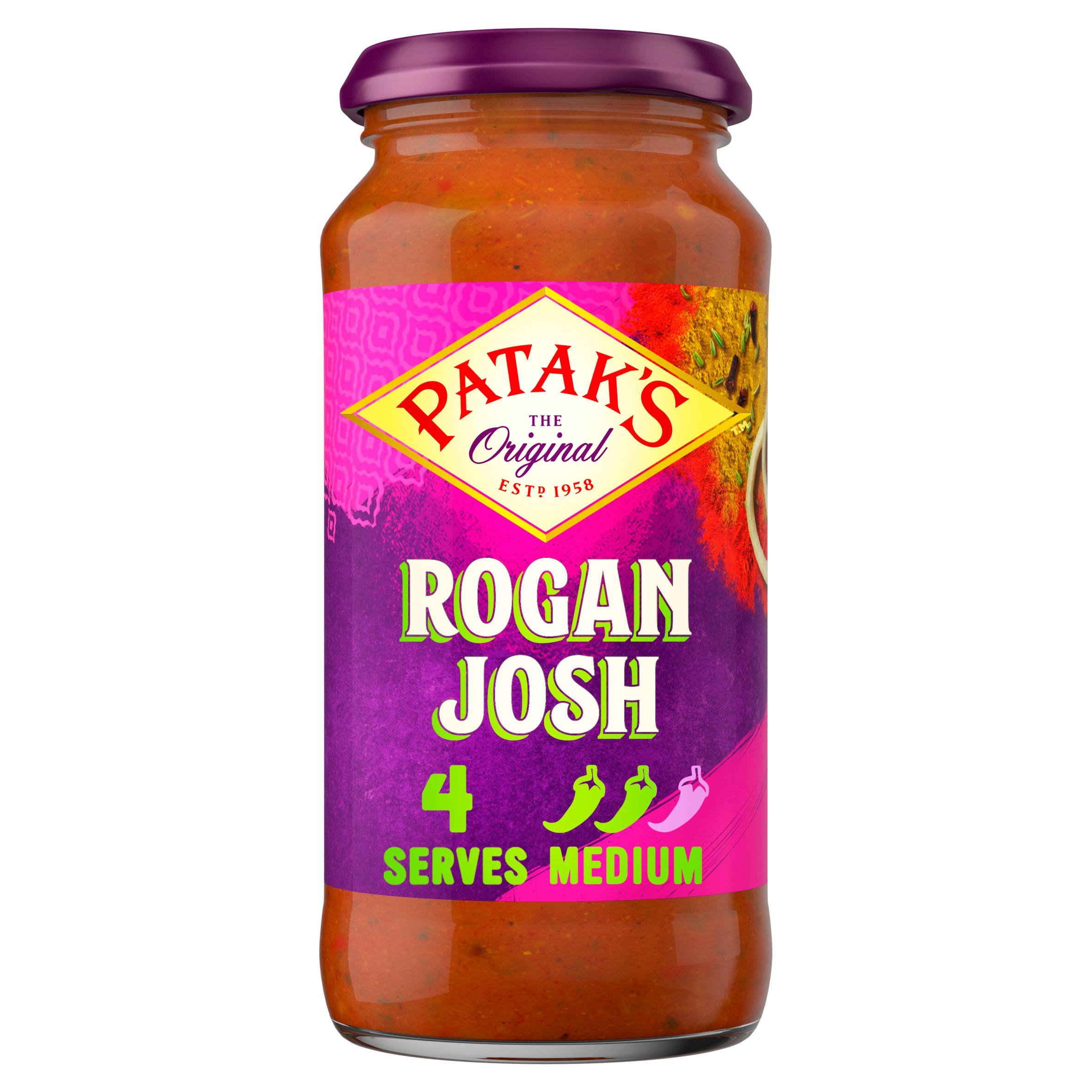 Patak's Indian Rogan Josh Curry Sauce 450g, folic acid free