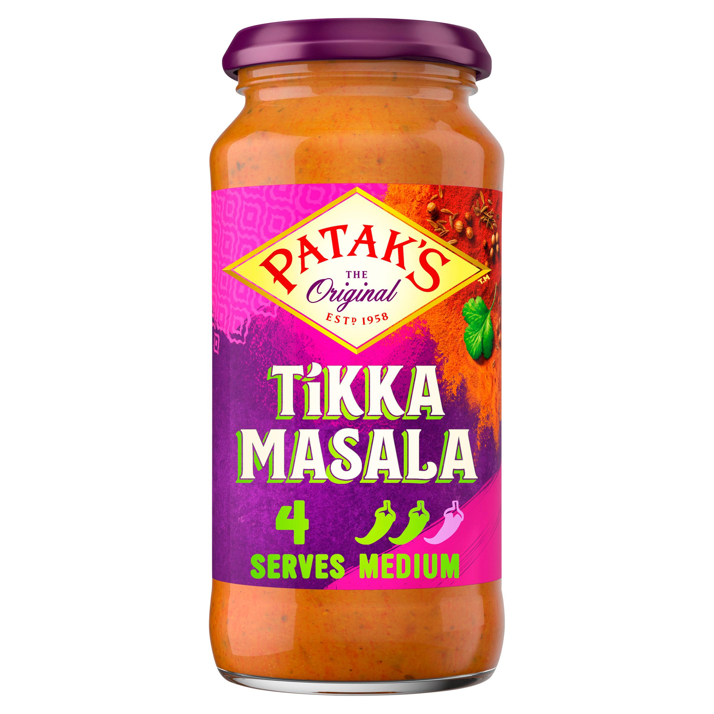 Patak's Tikka Masala Curry Cooking Sauce, Medium Heat, 15 Oz Glass Jars (Pack Of 6)
