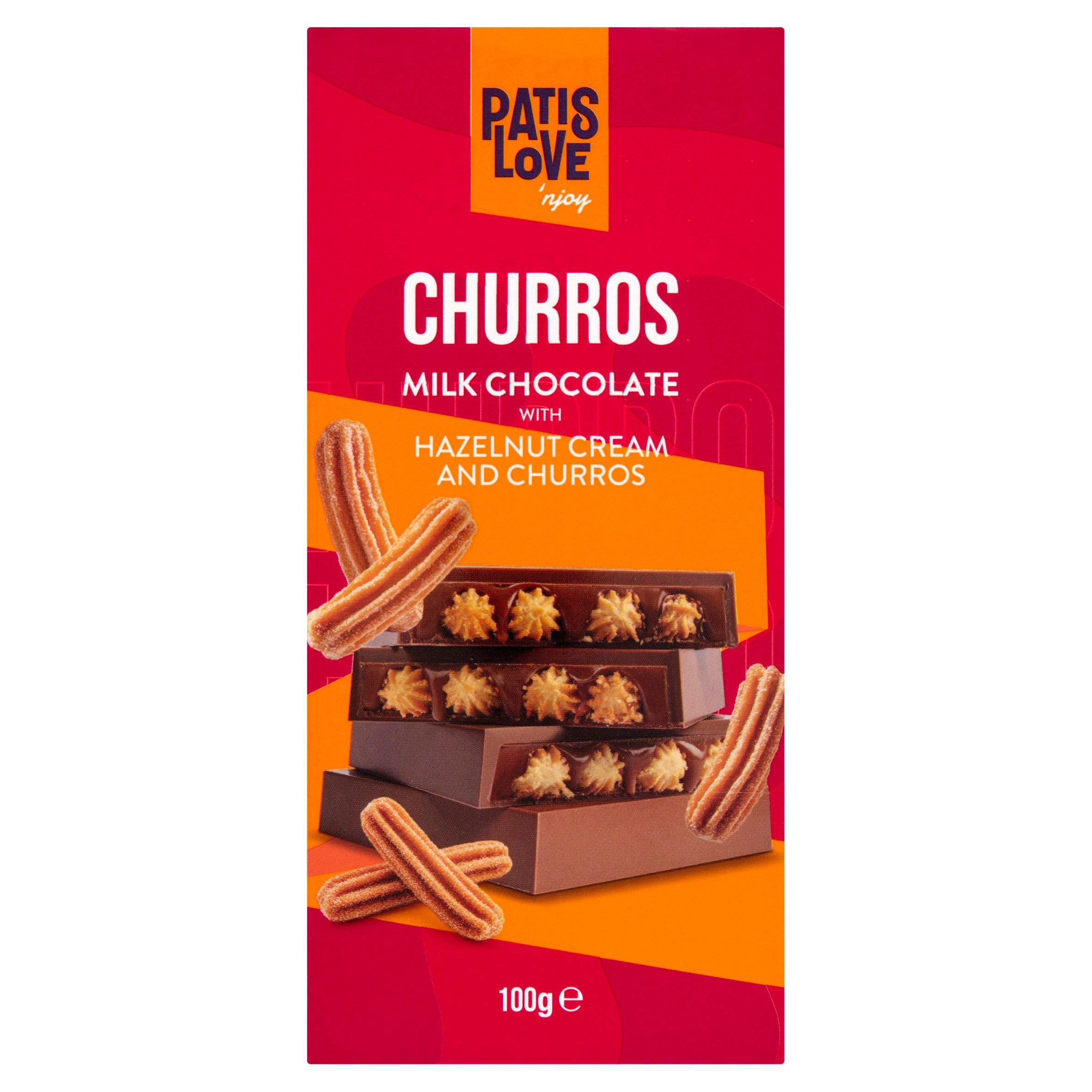 Patislove Milk Chocolate with Hazelnut Cream and Churros 100g
