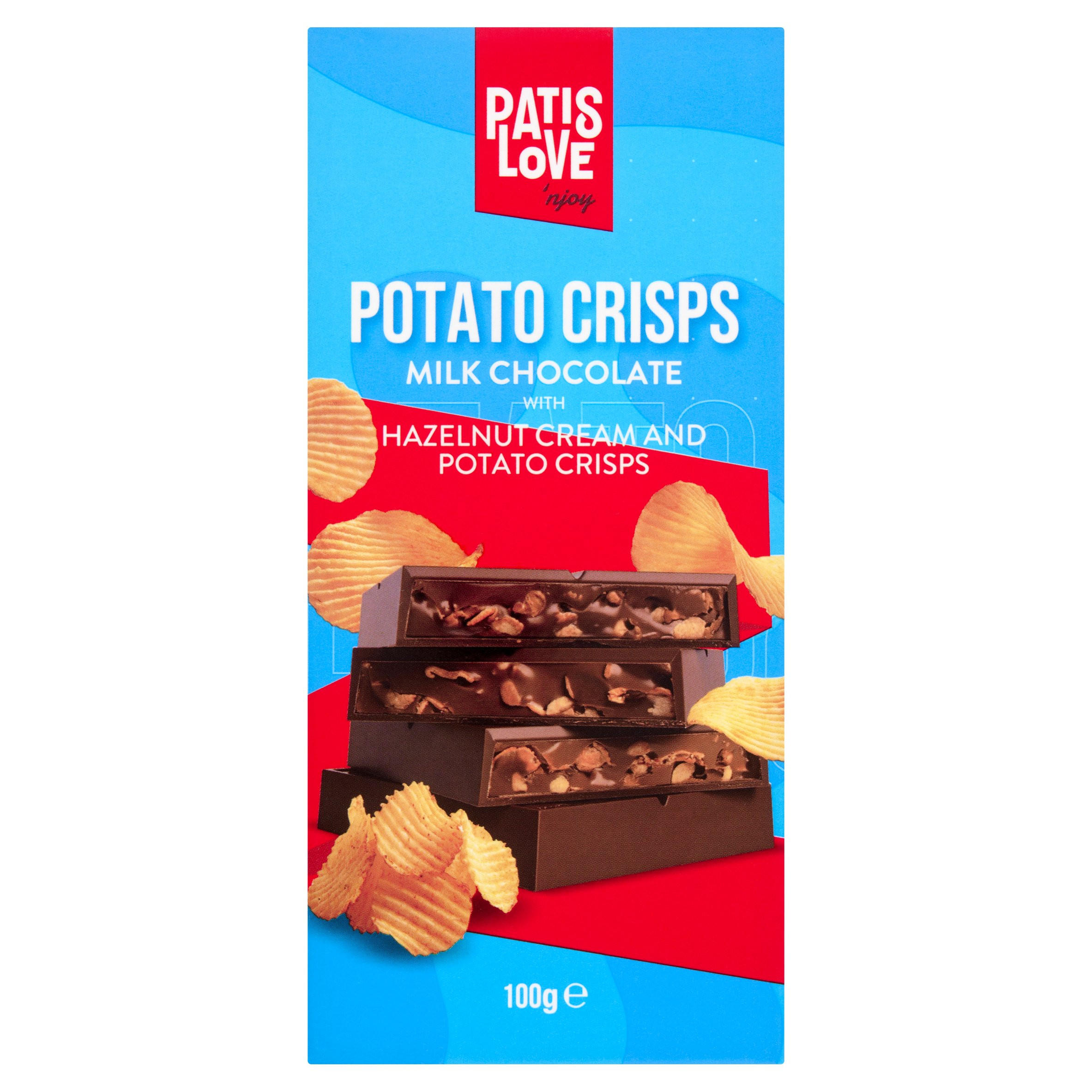 Patislove Milk Chocolate with Hazelnut Cream and Potato Crisps 100g