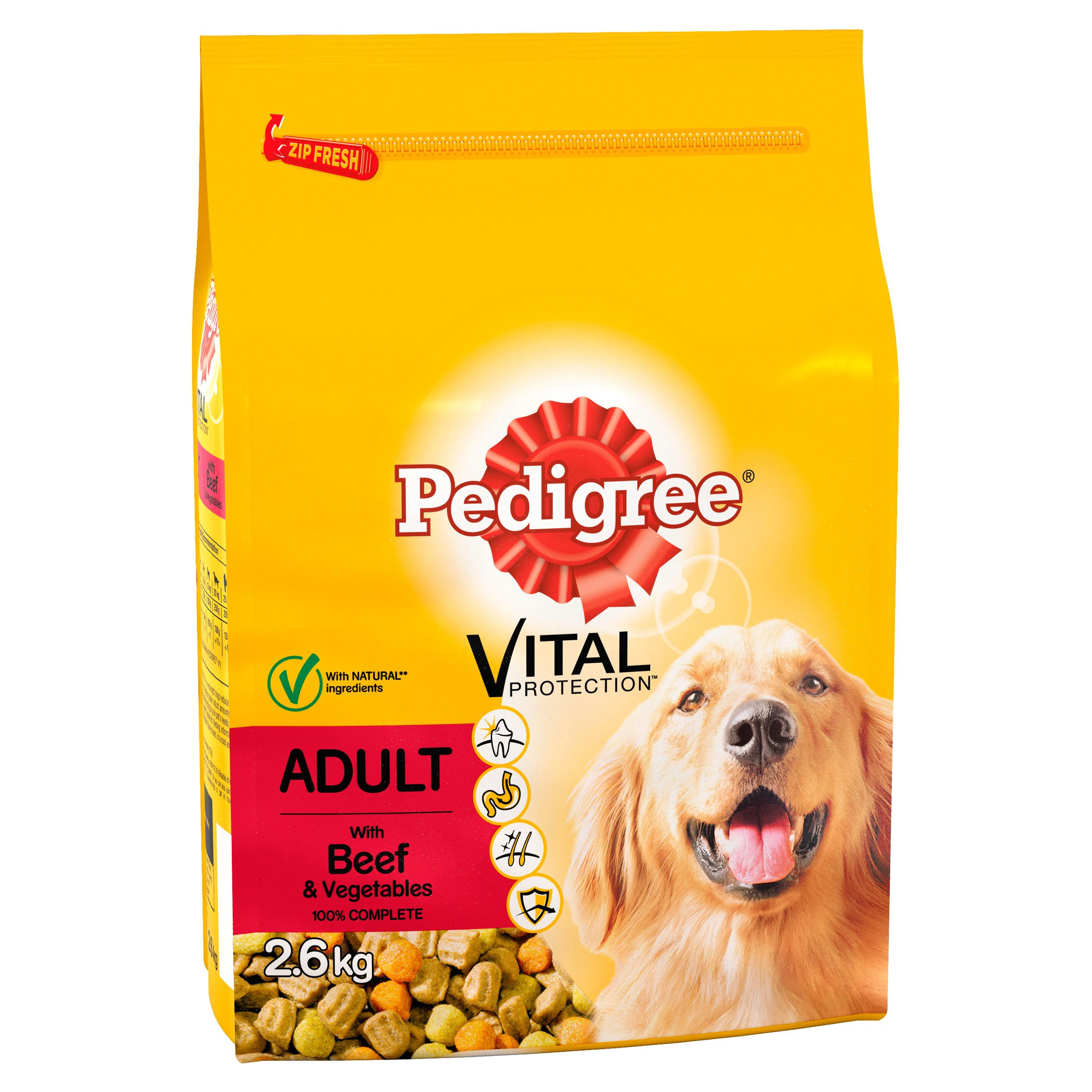 Pedigree Adult Complete Dry Dog Food with Beef & Vegetables 2.6kg | Dog ...