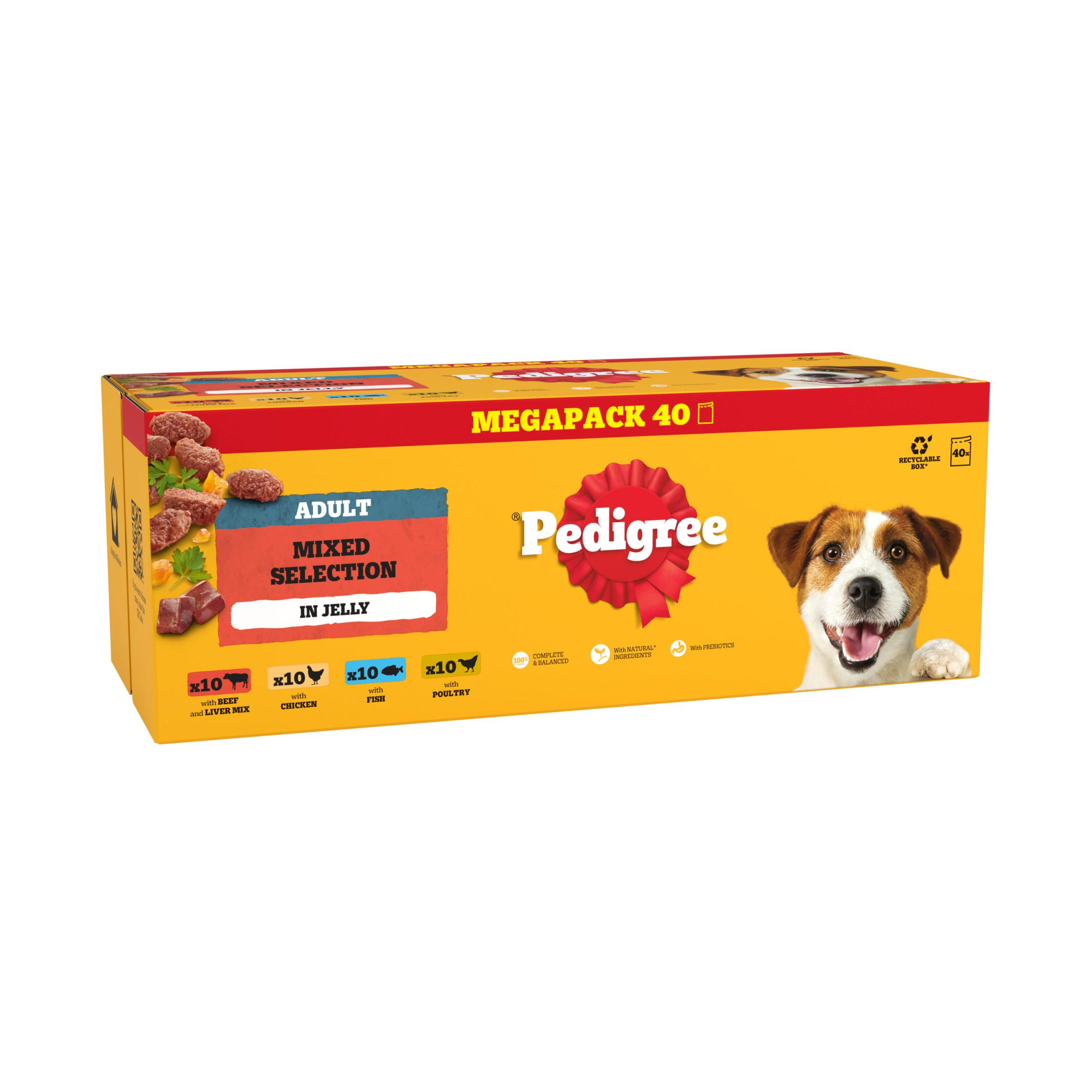 PEDIGREE Adult Wet Dog Food Mixed Selection Jelly 40 x 100g Mega Pack Pouch