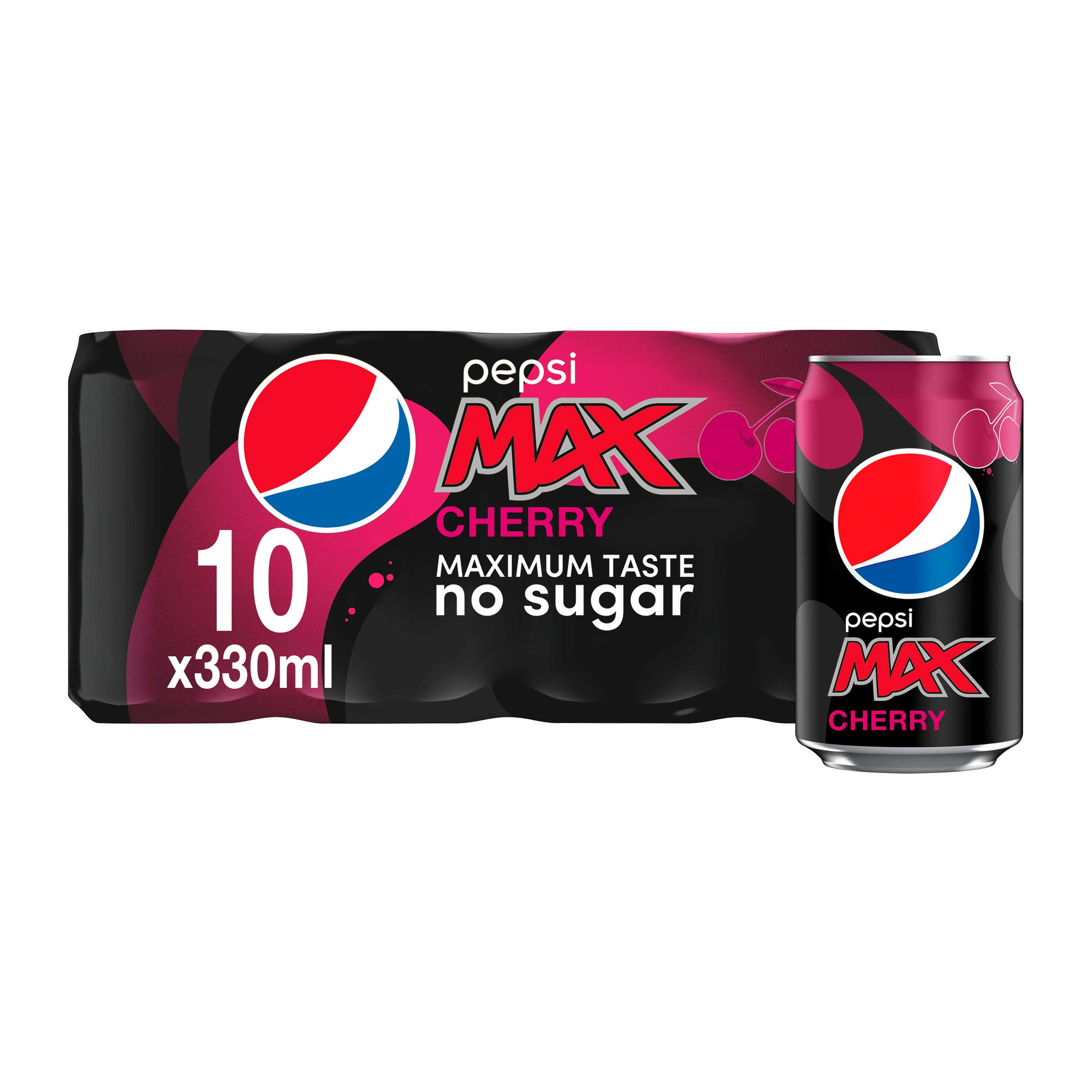 Pepsi Max Cherry No Sugar Cola Can 10x330ml | Diet Drinks | Iceland Foods