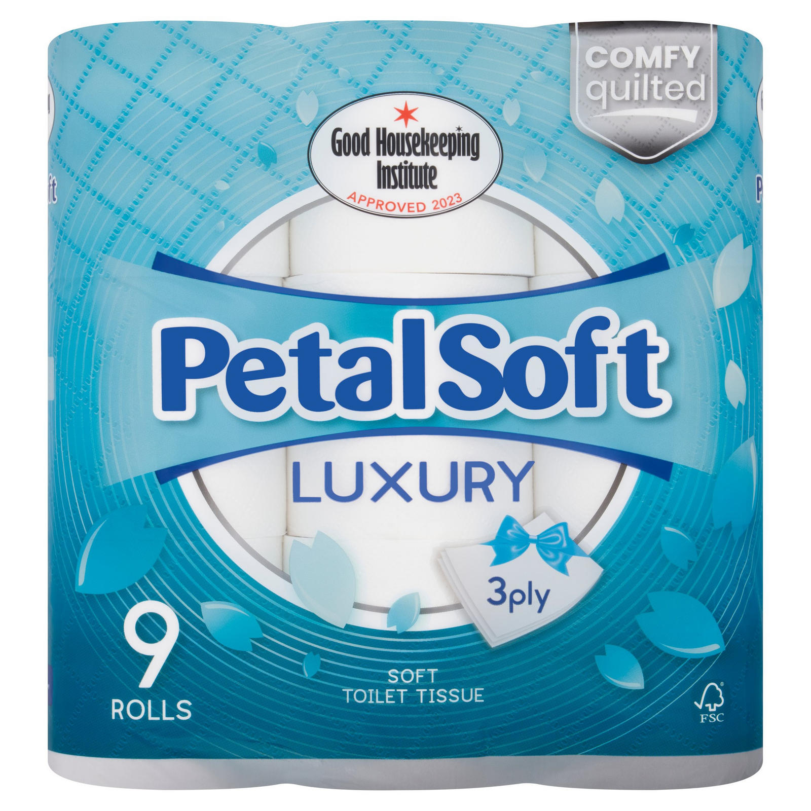 PetalSoft Luxury Soft Toilet Tissue 3 Ply 9 Rolls