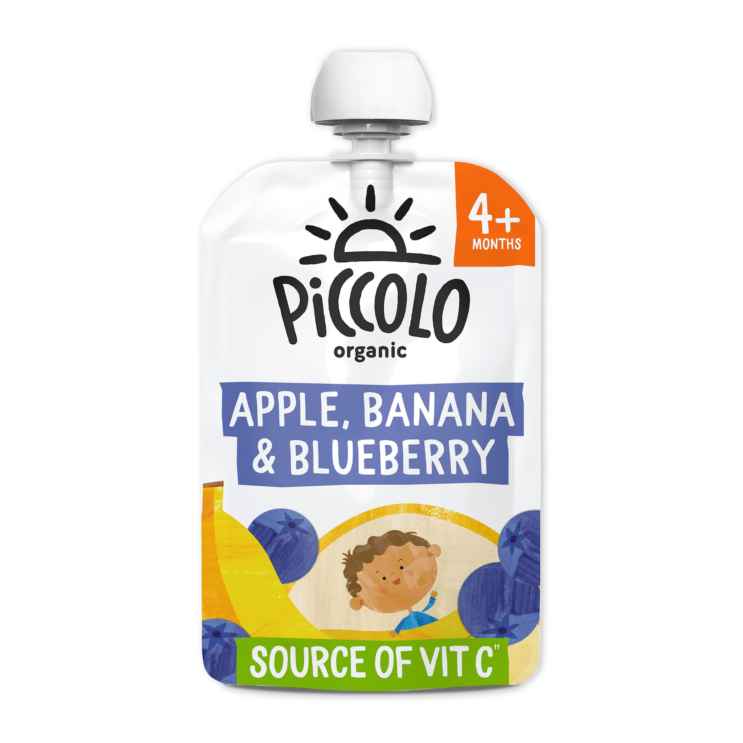 Piccolo Organic Apple, Banana & Blueberry Smooth 4 Months+ 100g Baby