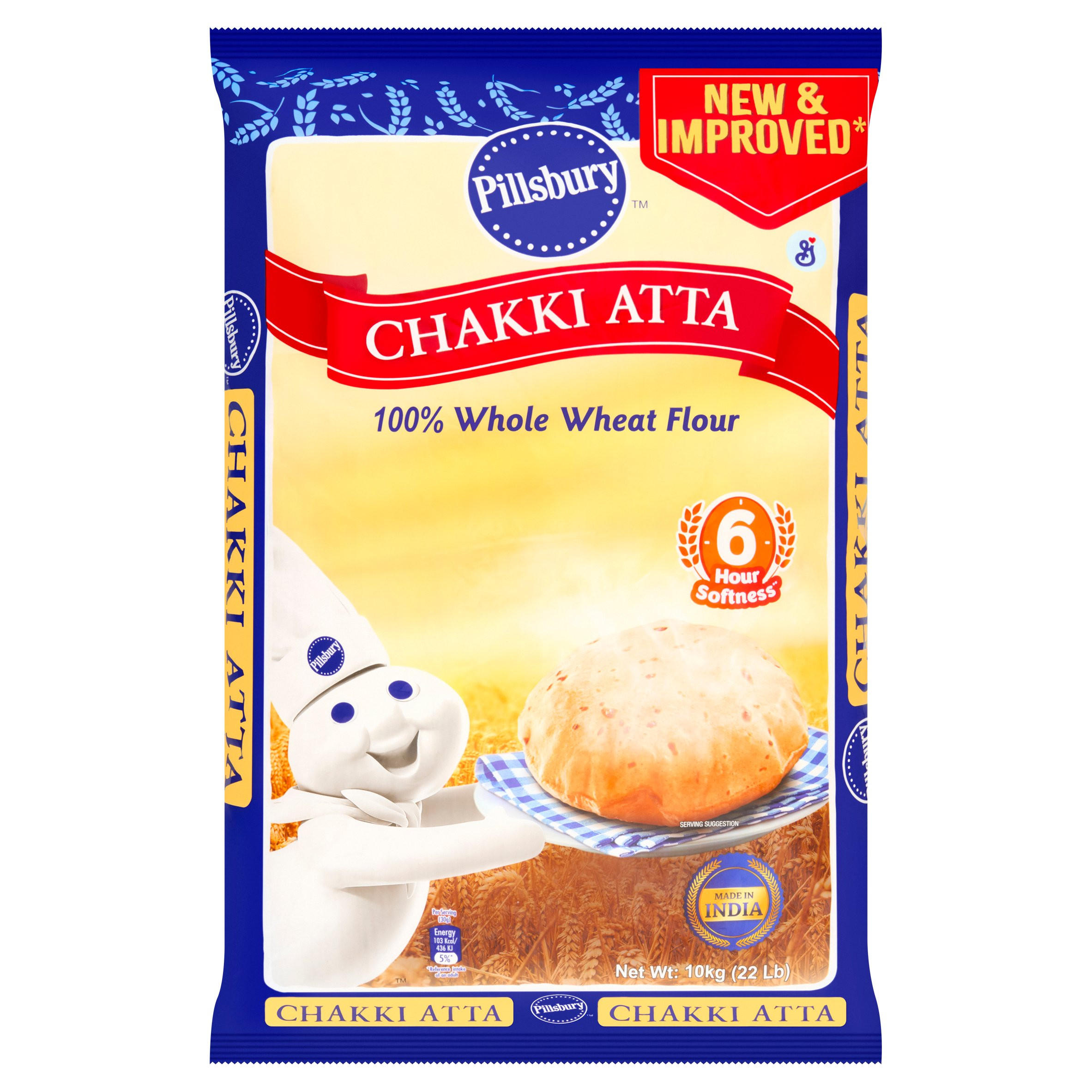 Pillsbury Chakki Atta 10kg, folic acid free