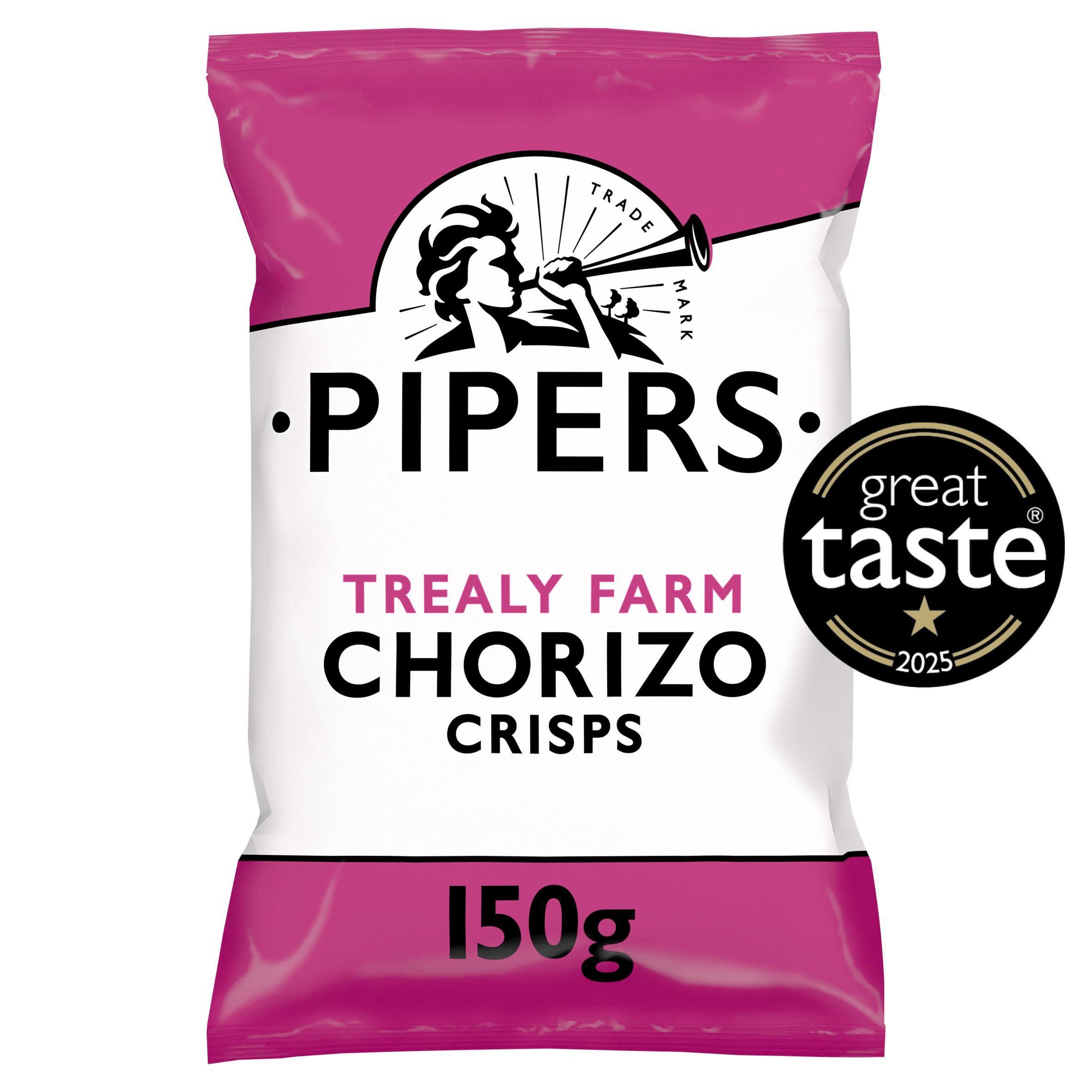 Pipers Trealy Farm Chorizo Crisps Sharing Bag 150g, folic acid free