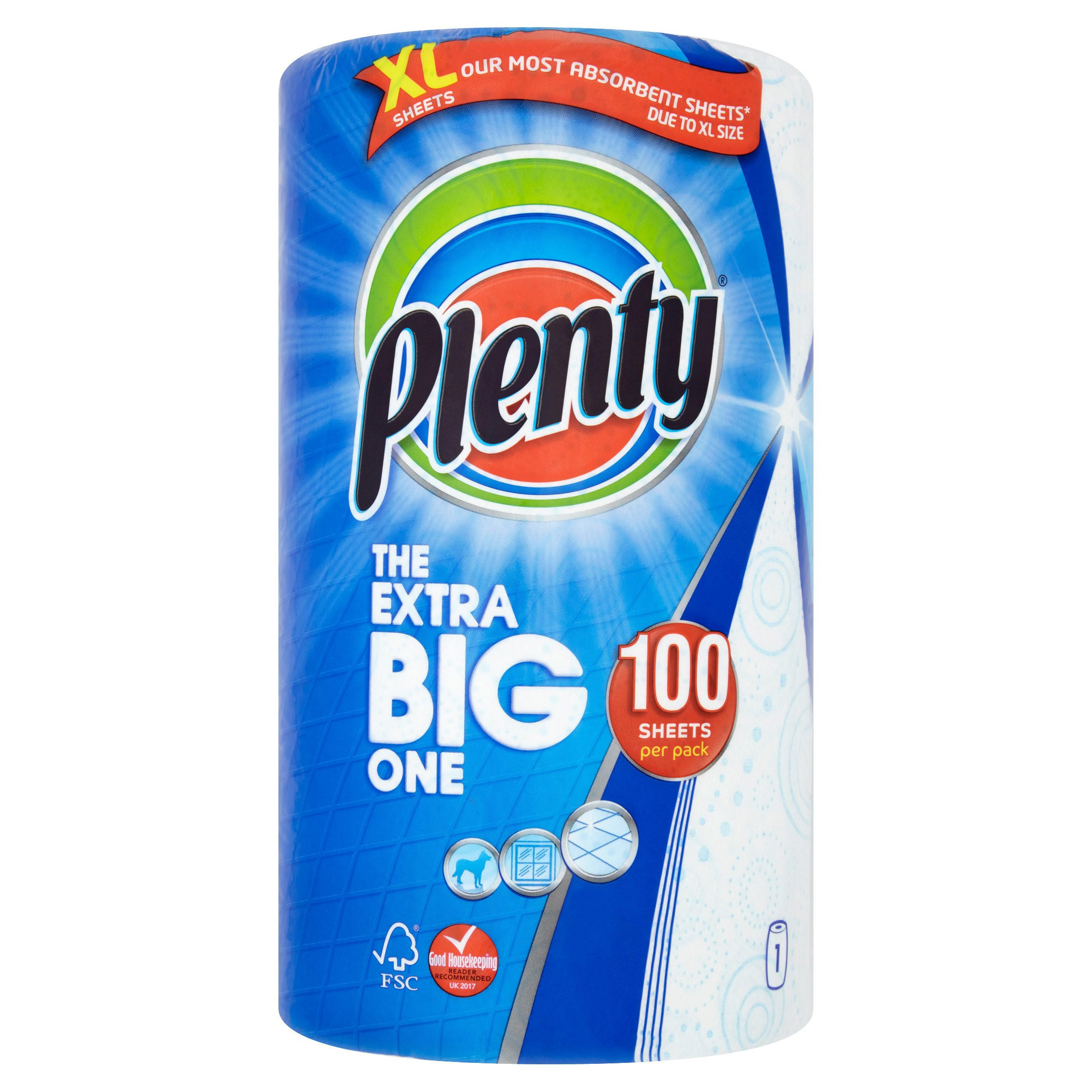 Plenty The Extra Big One 100 Sheets Toilet Roll, Kitchen Roll