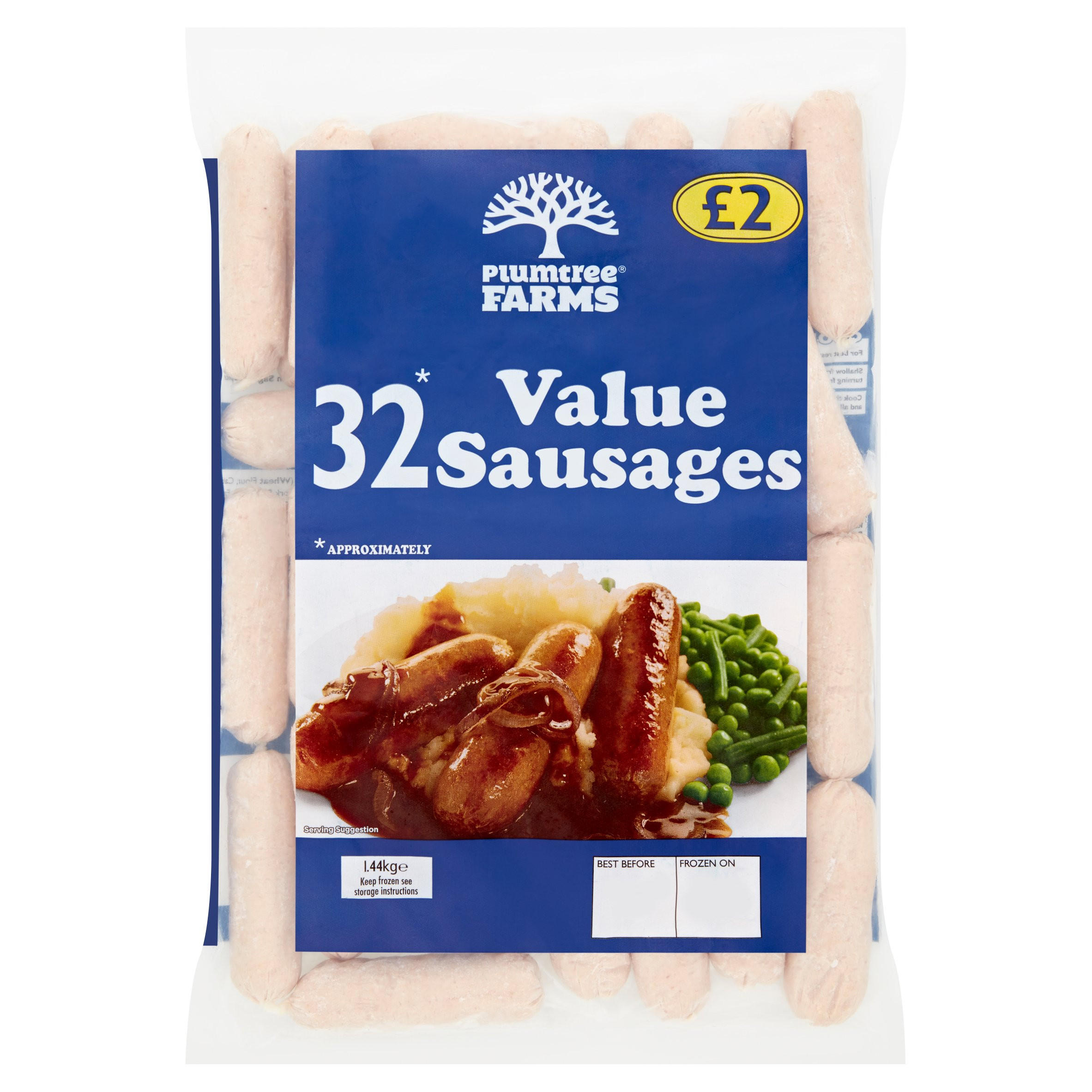 Plumtree Farms 32 Value Sausages 1.44kg Sausages Iceland Foods