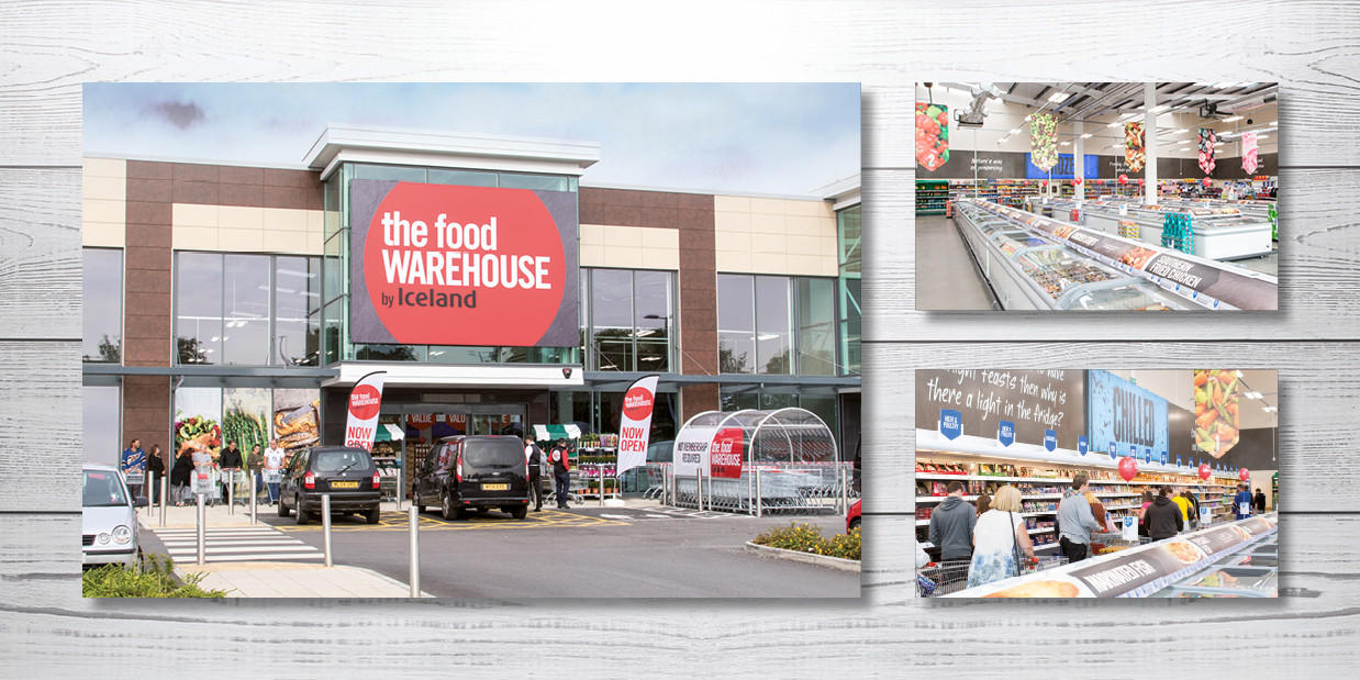 Montage of a Food Warehouse store