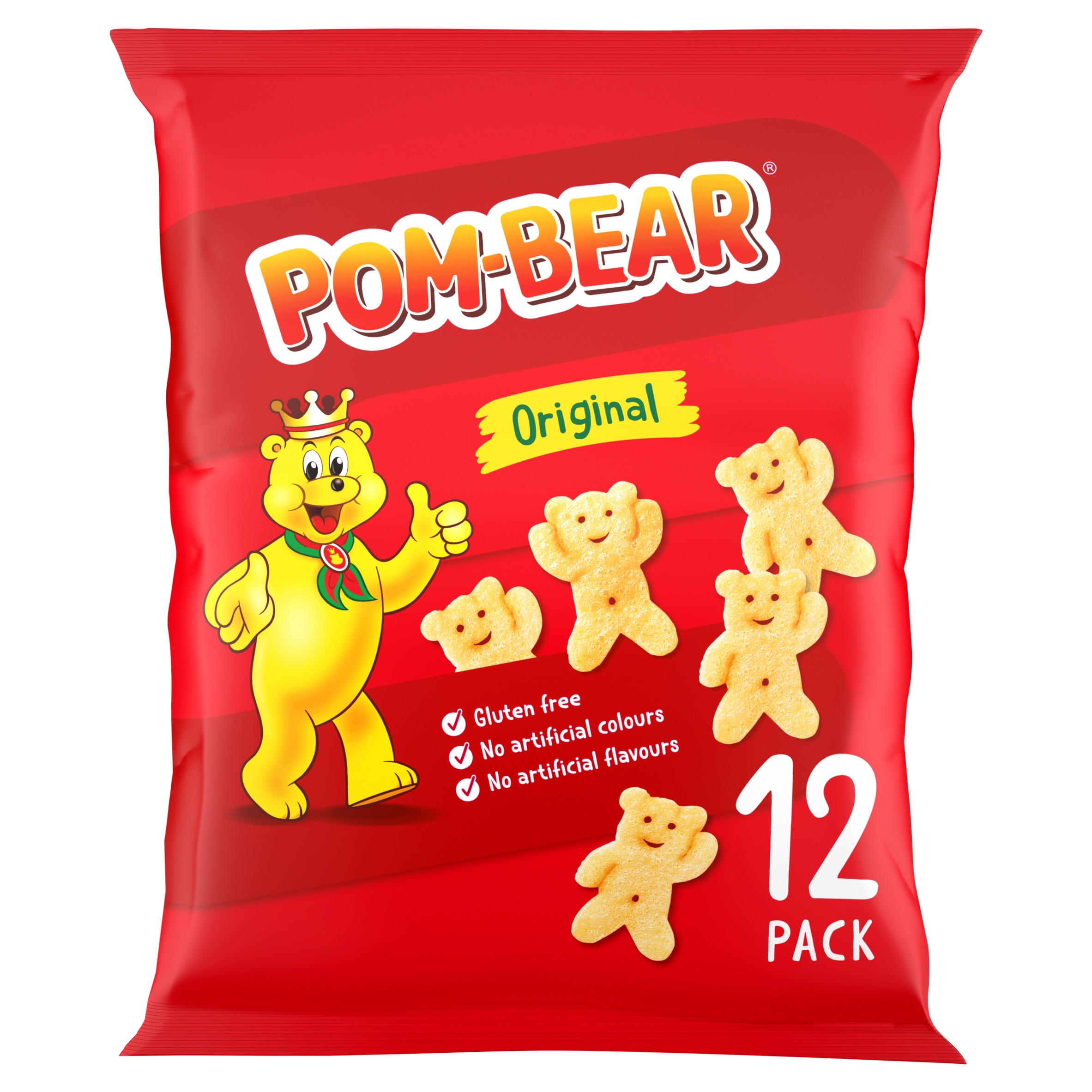 Pom-Bear Original Multipack Crisps 12 Pack, folic acid free
