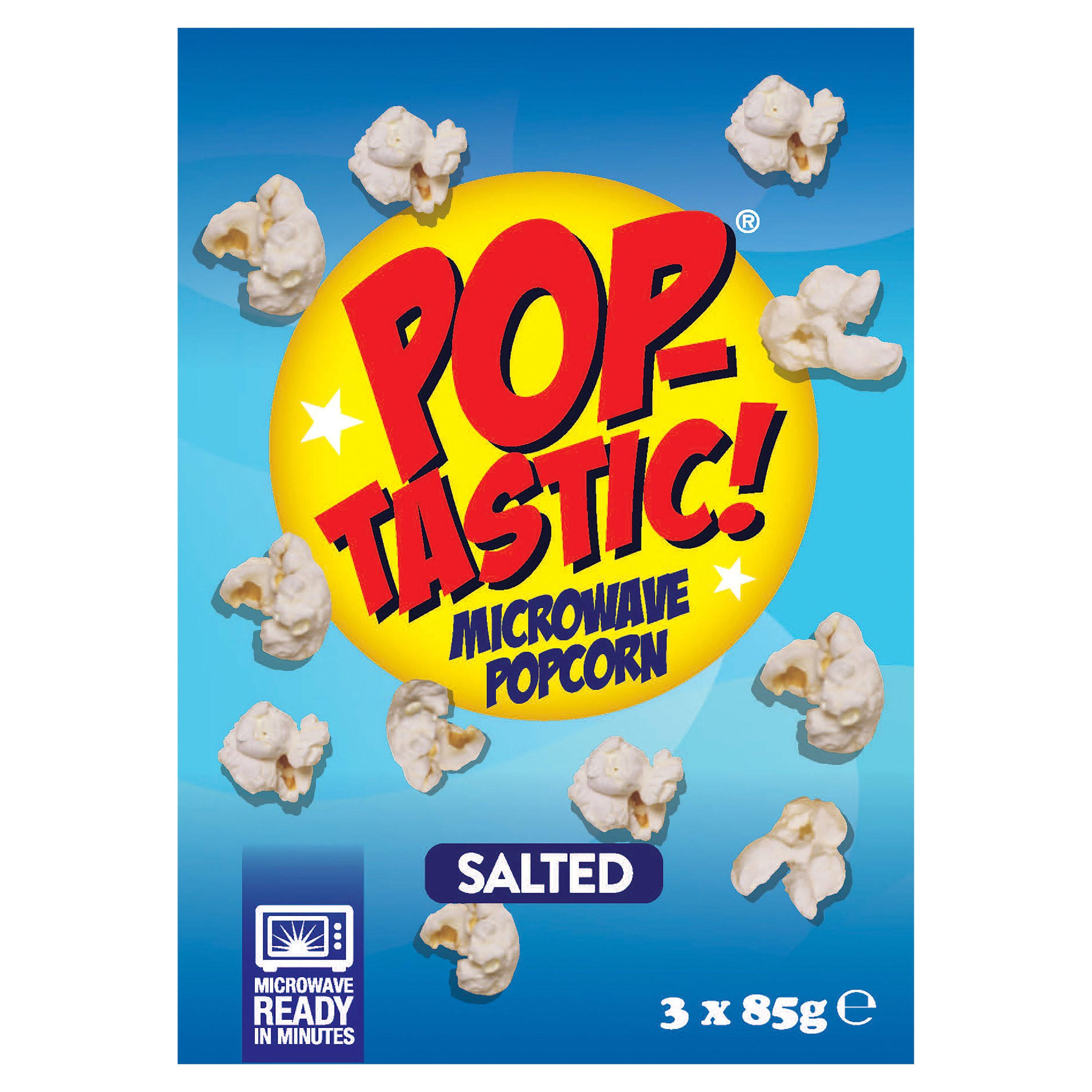 Pop-Tastic! Salted Microwave Popcorn 3 x 85g, folic acid free